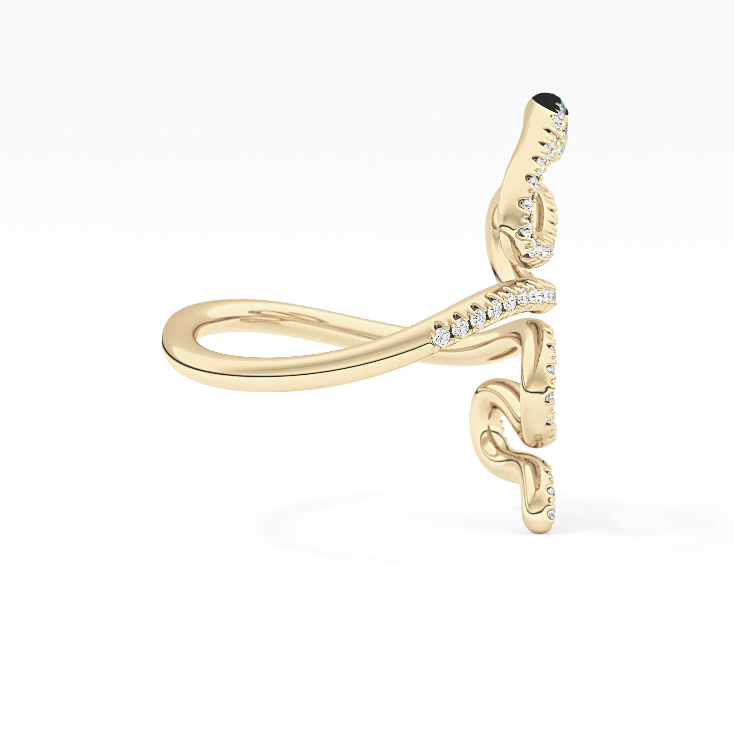 Snake Shape Wedding Band with 0.491 TCW Round Cut Moissanite – Yellow, White, or Rose Gold