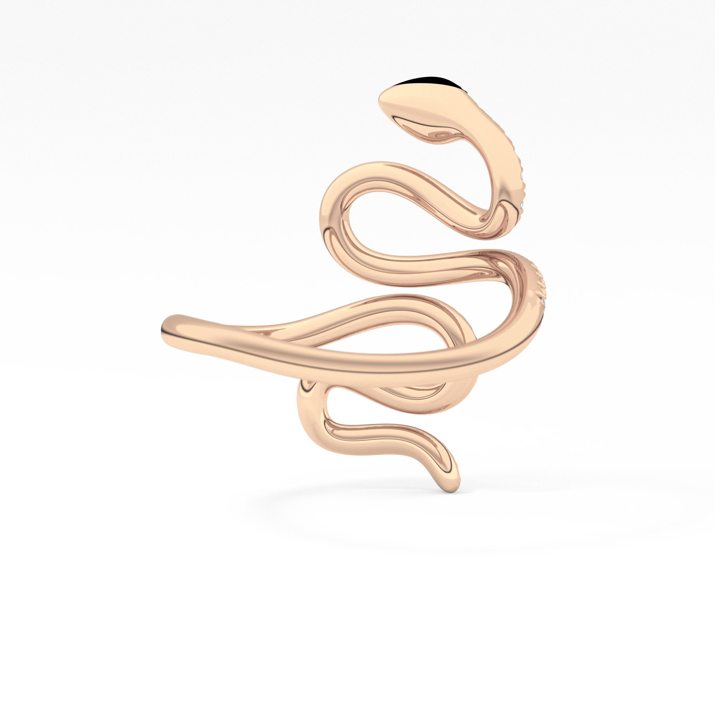 Snake Shape Wedding Band with 0.491 TCW Round Cut Moissanite – Yellow, White, or Rose Gold