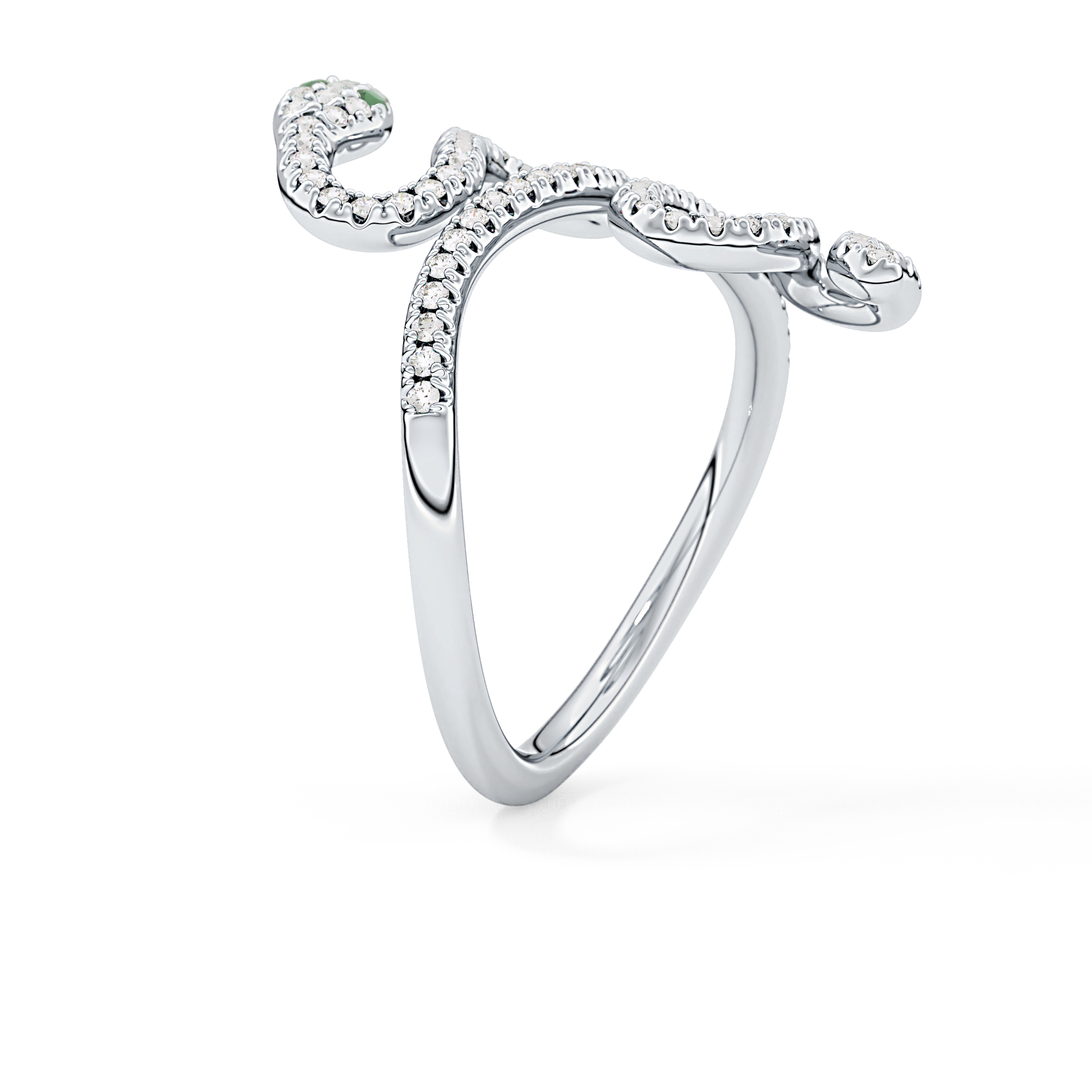 Snake Shape Wedding Band with 0.491 TCW Round Cut Moissanite – Yellow, White, or Rose Gold