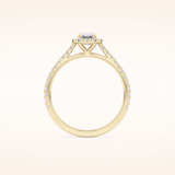 0.56 CT Emerald Shaped Halo & Pave Moissanite Engagement Ring