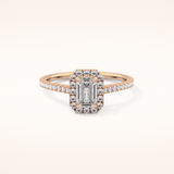 0.56 CT Emerald Shaped Halo & Pave Moissanite Engagement Ring