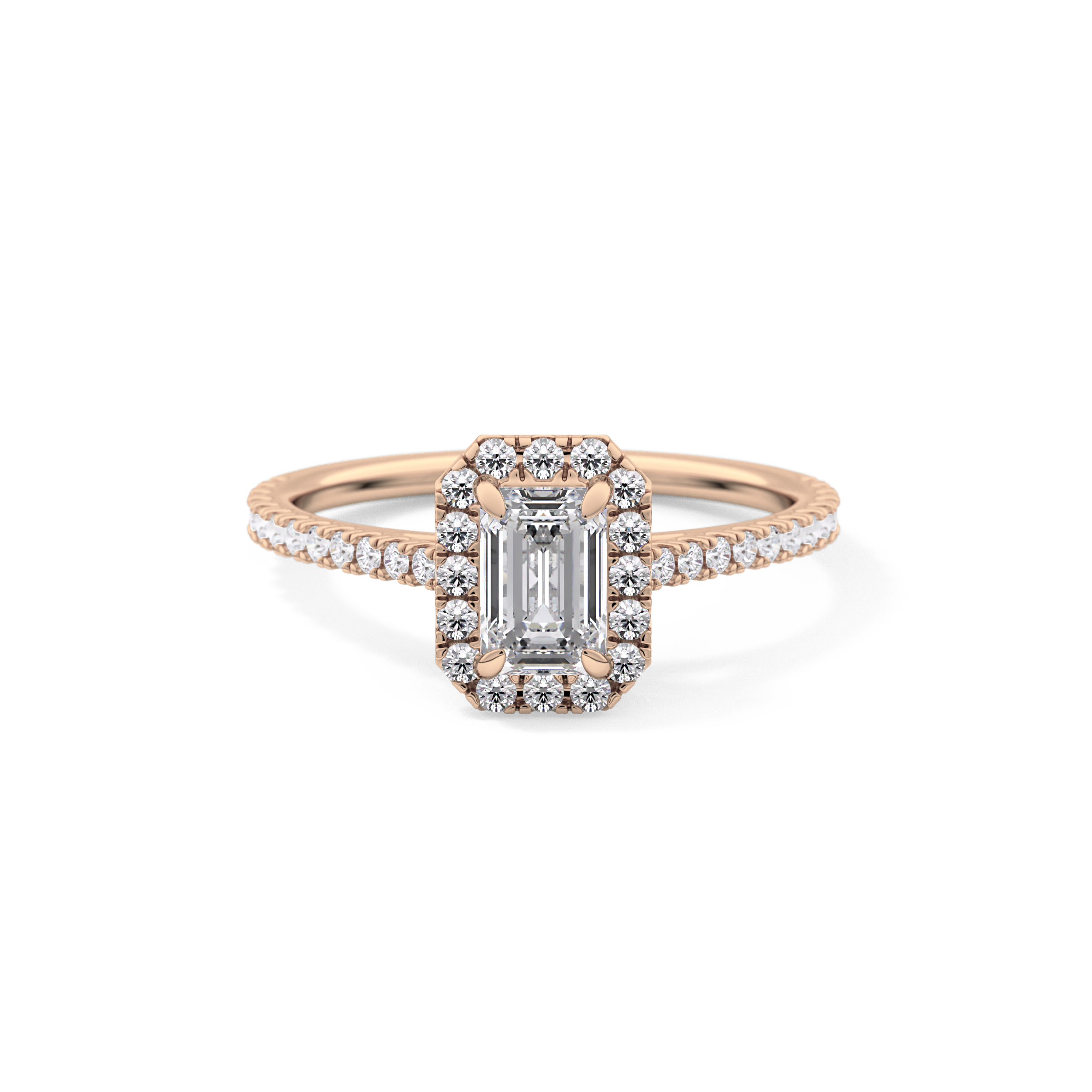 Emerald Halo & Pave Lab Grown Diamond Engagement Ring