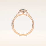 0.56 CT Emerald Shaped Halo & Pave Moissanite Engagement Ring