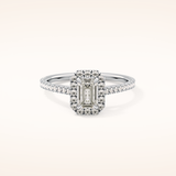 0.56 CT Emerald Shaped Halo & Pave Moissanite Engagement Ring