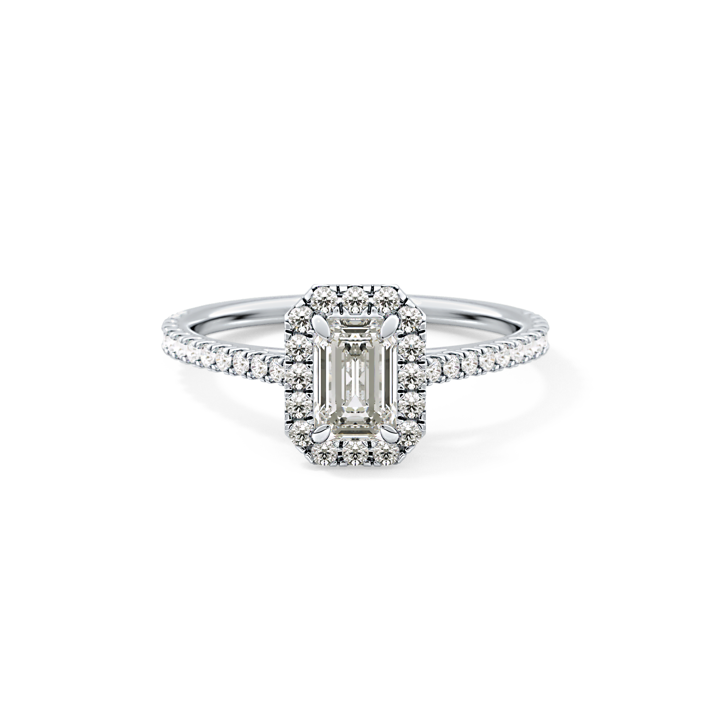 Emerald Halo & Pave Lab Grown Diamond Engagement Ring