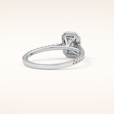 0.56 CT Emerald Shaped Halo & Pave Moissanite Engagement Ring