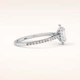 0.56 CT Emerald Shaped Halo & Pave Moissanite Engagement Ring