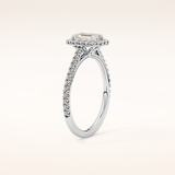 0.56 CT Emerald Shaped Halo & Pave Moissanite Engagement Ring