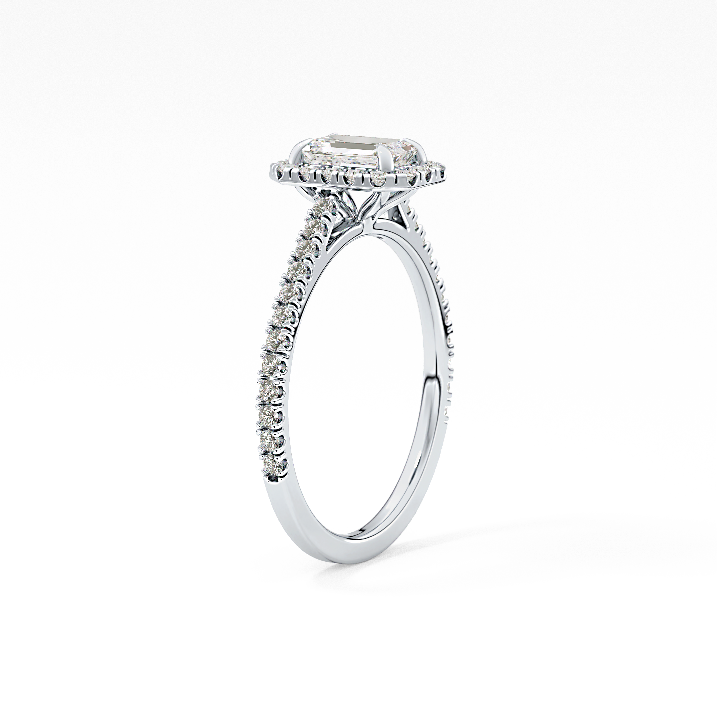 Emerald Halo & Pave Lab Grown Diamond Engagement Ring