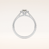 0.56 CT Emerald Shaped Halo & Pave Moissanite Engagement Ring