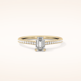 0.56 CT Emerald Shaped Pave Moissanite Engagement Ring