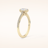 0.56 CT Emerald Shaped Pave Moissanite Engagement Ring