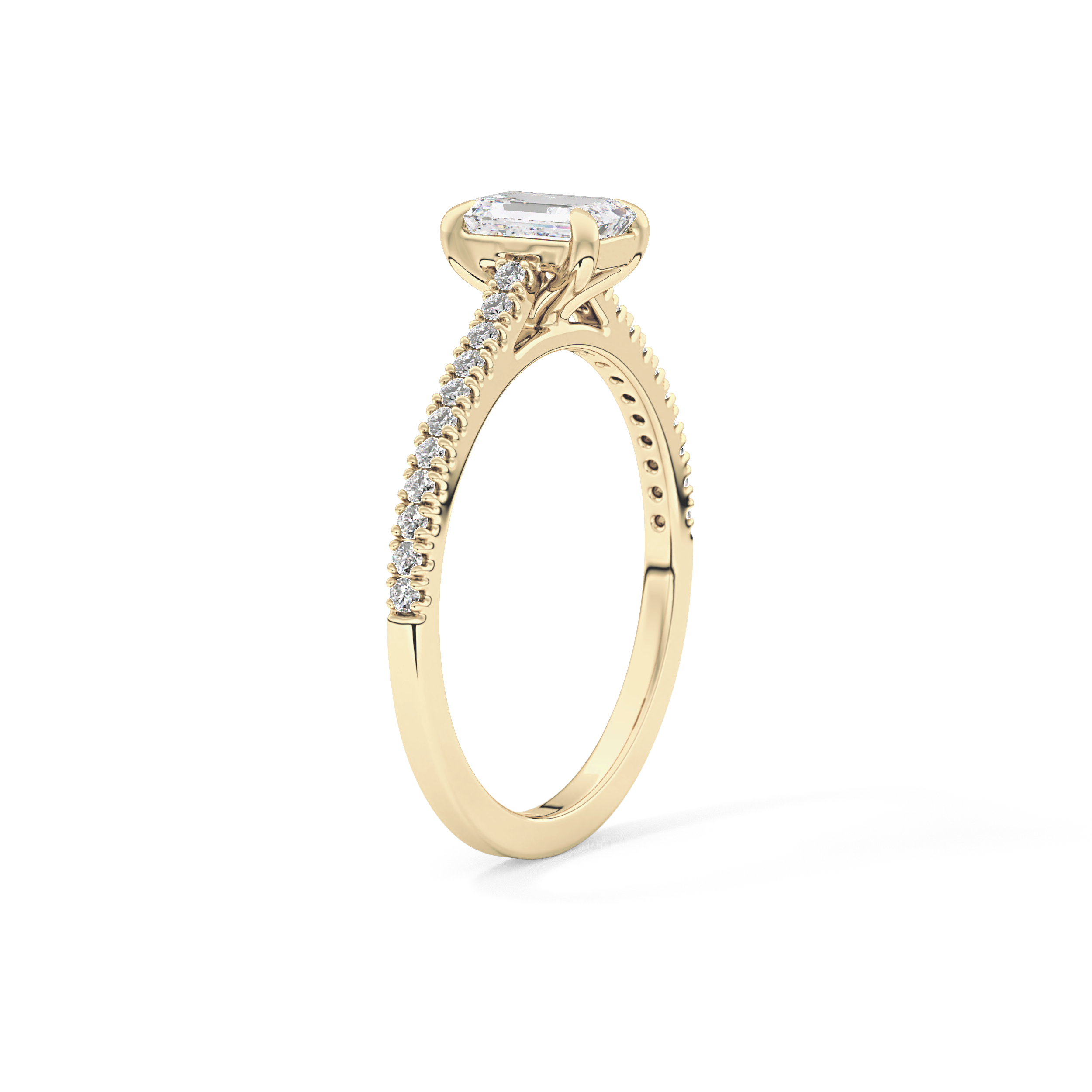 Emerald Pave Lab Grown Diamond Engagement Ring