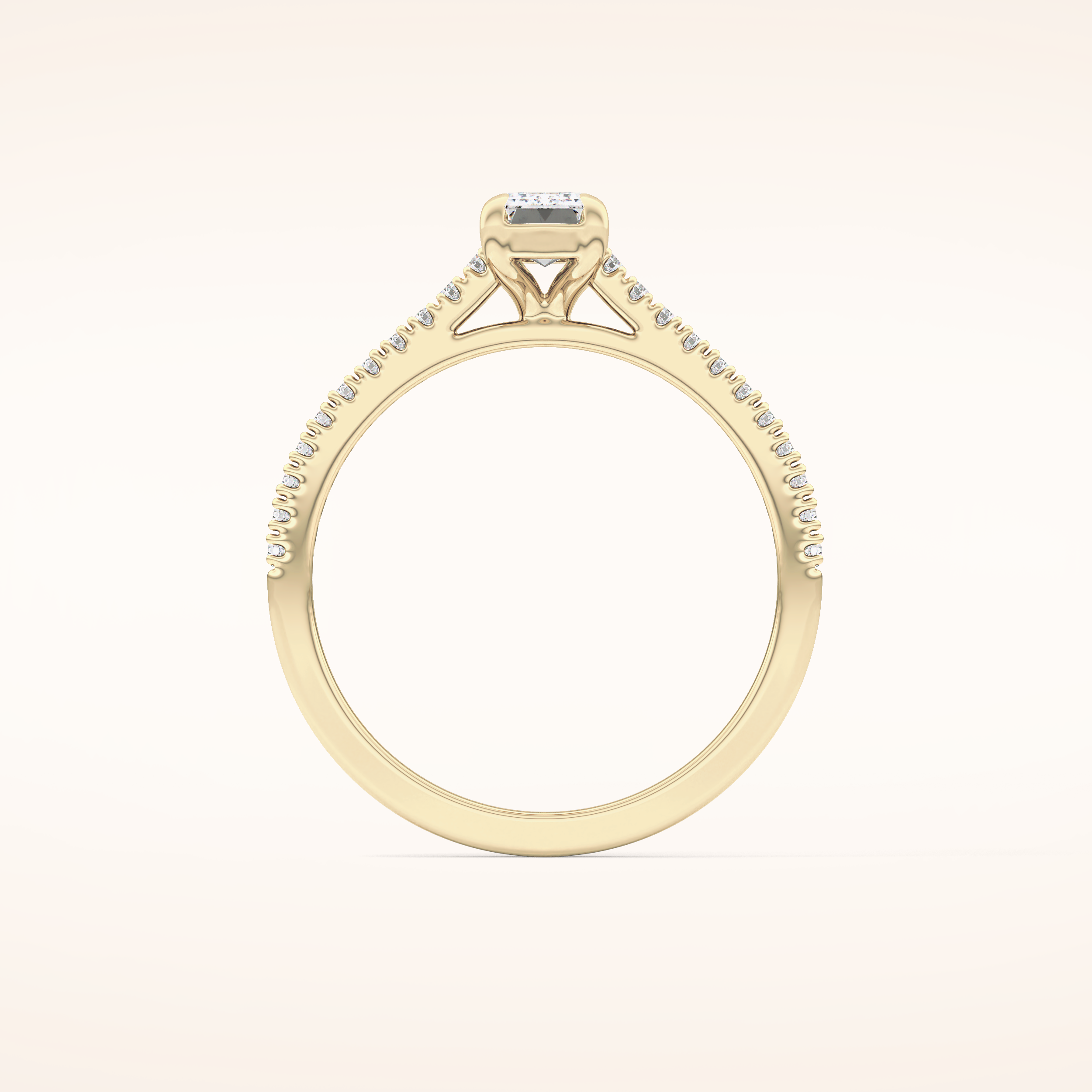 0.56 CT Emerald Shaped Pave Moissanite Engagement Ring