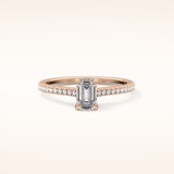0.56 CT Emerald Shaped Pave Moissanite Engagement Ring