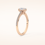 0.56 CT Emerald Shaped Pave Moissanite Engagement Ring