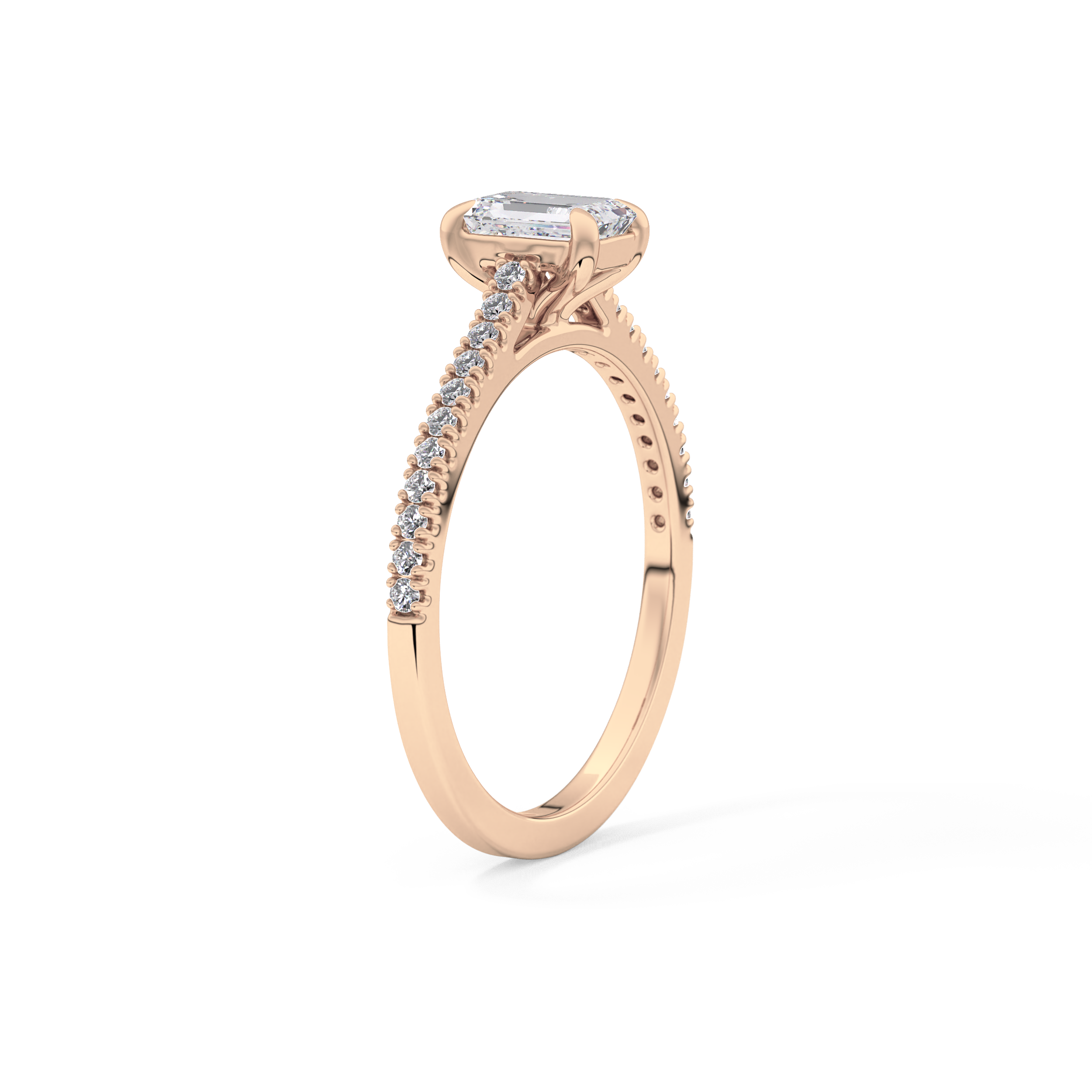 Emerald Pave Lab Grown Diamond Engagement Ring