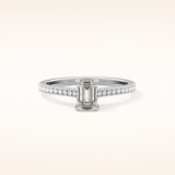 0.56 CT Emerald Shaped Pave Moissanite Engagement Ring