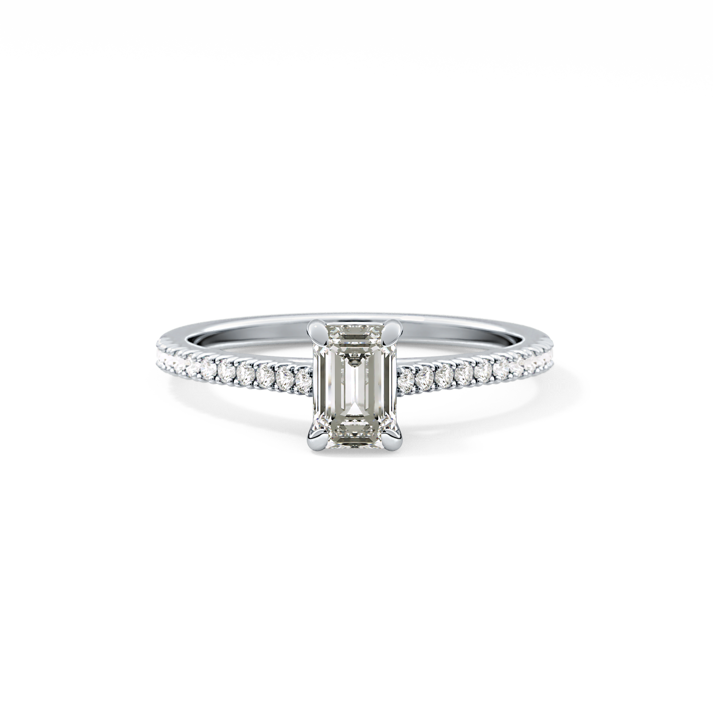 Emerald Pave Lab Grown Diamond Engagement Ring