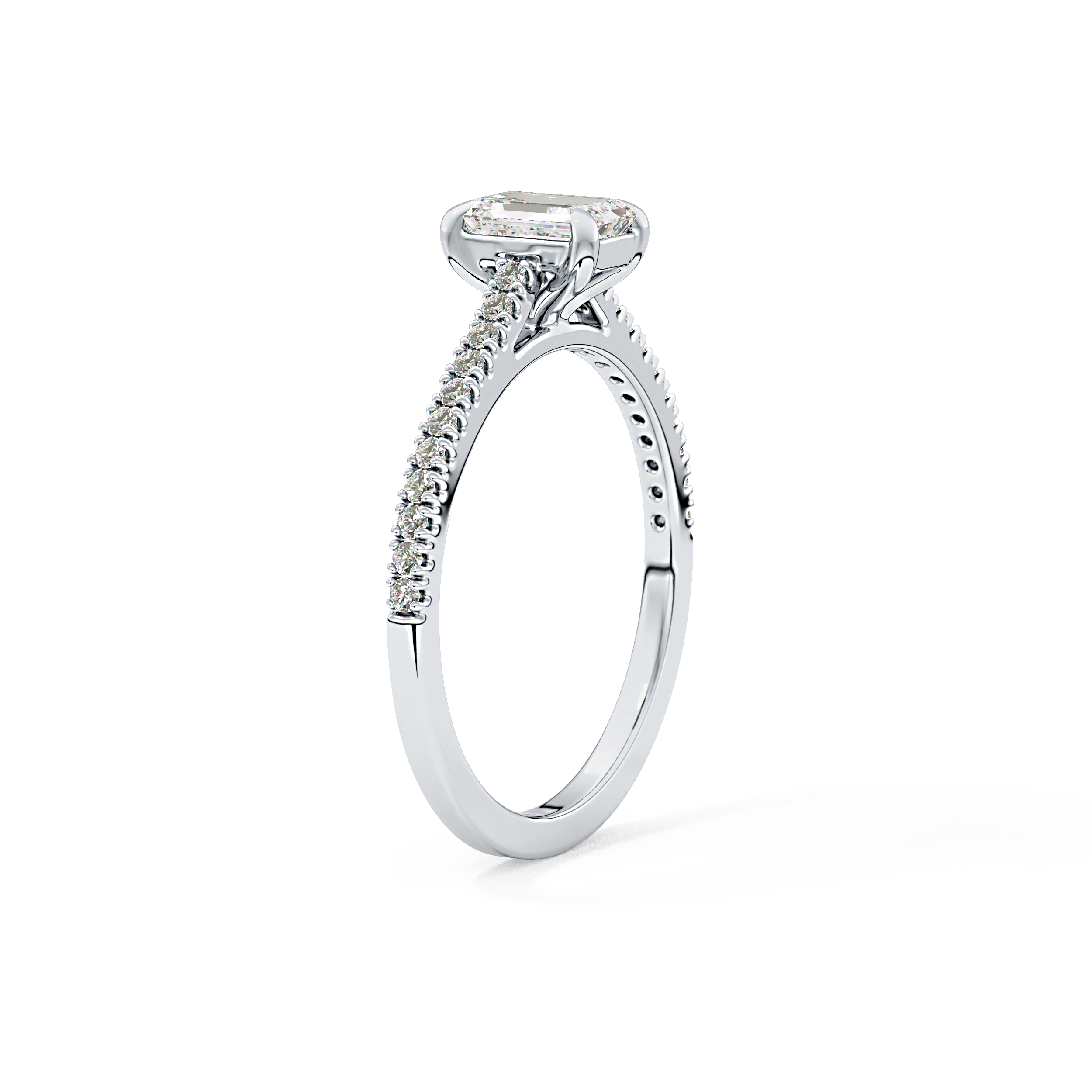 Emerald Pave Lab Grown Diamond Engagement Ring