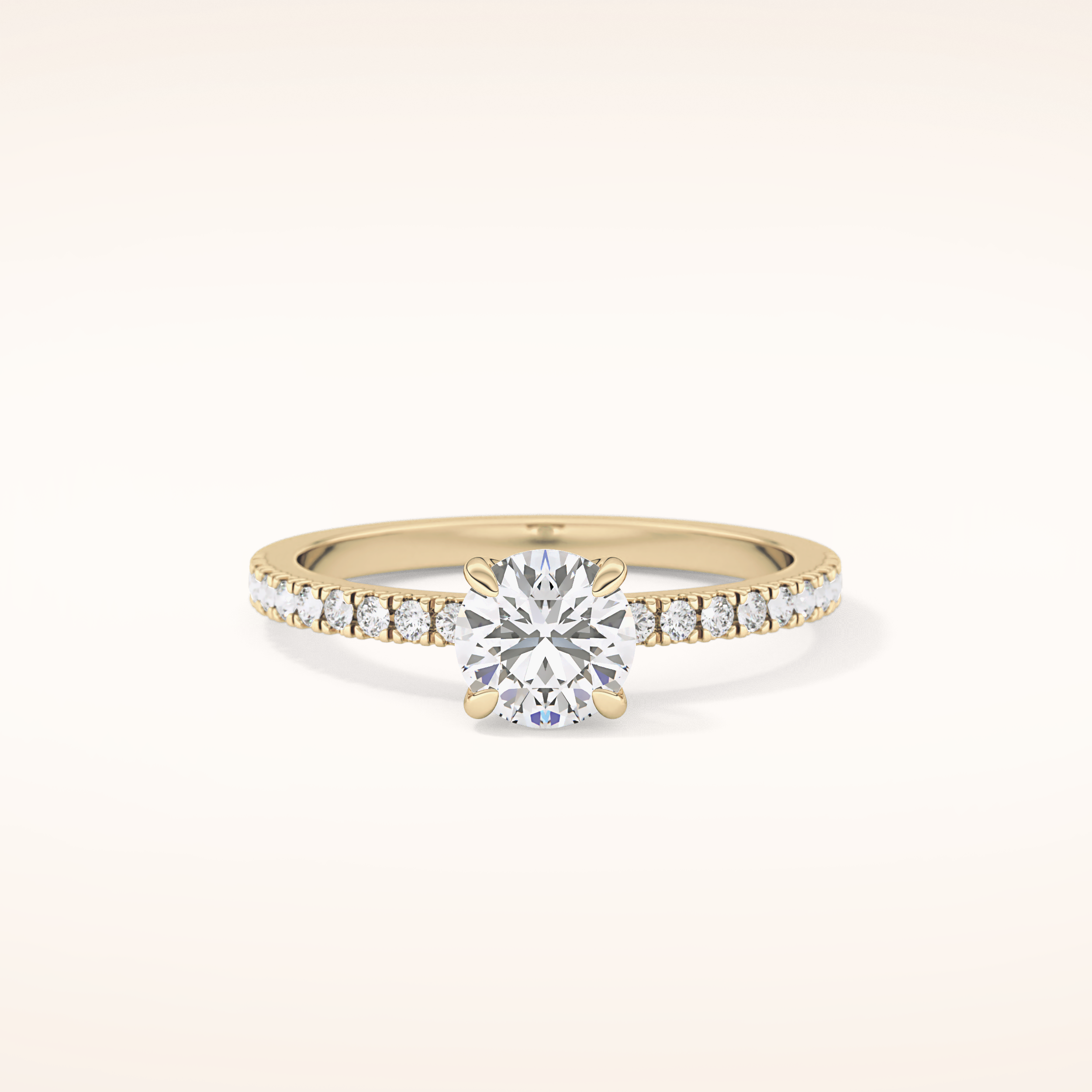 0.69 CT Round Shaped Pave Moissanite Engagement Ring