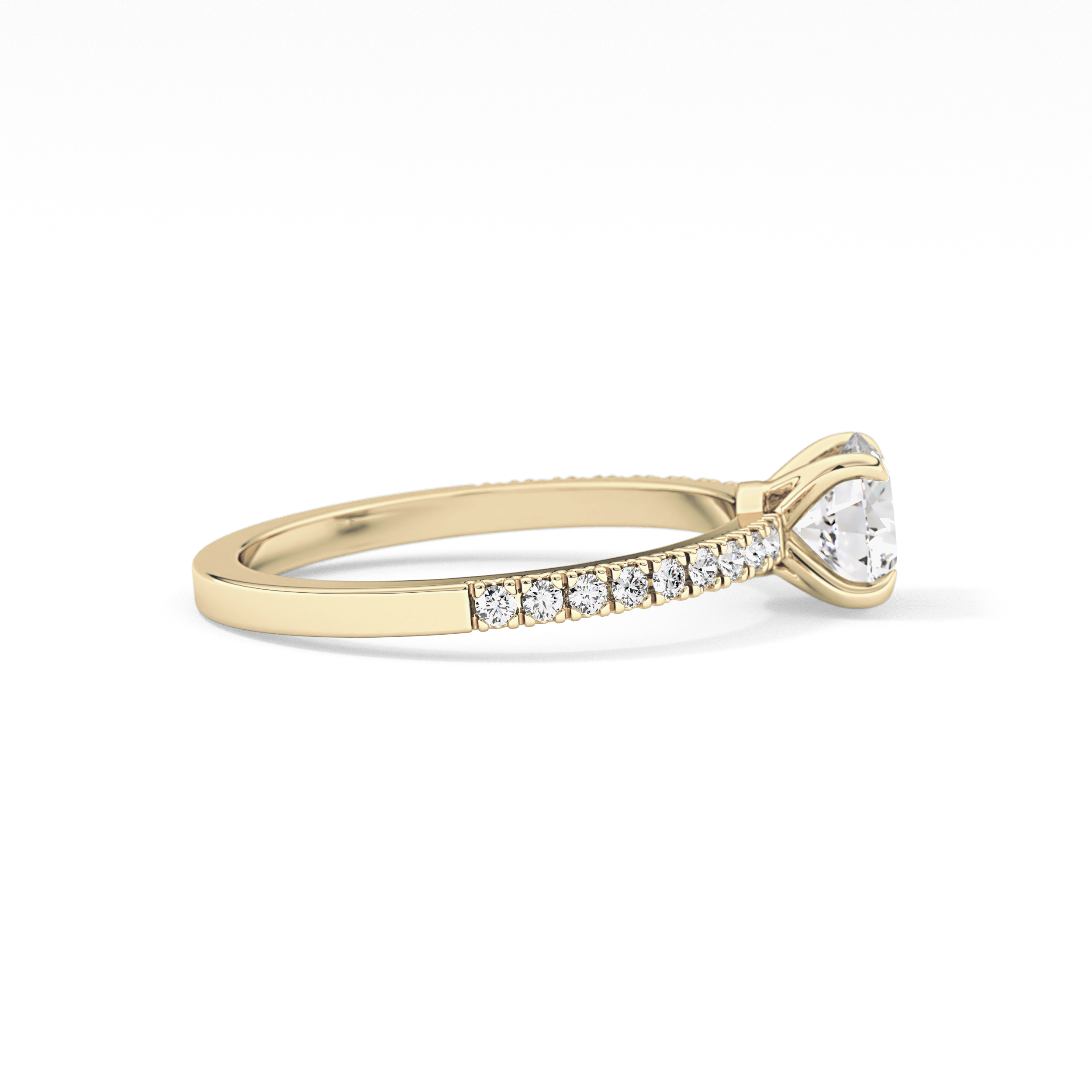 Round Pave Lab Grown Diamond Engagement Ring