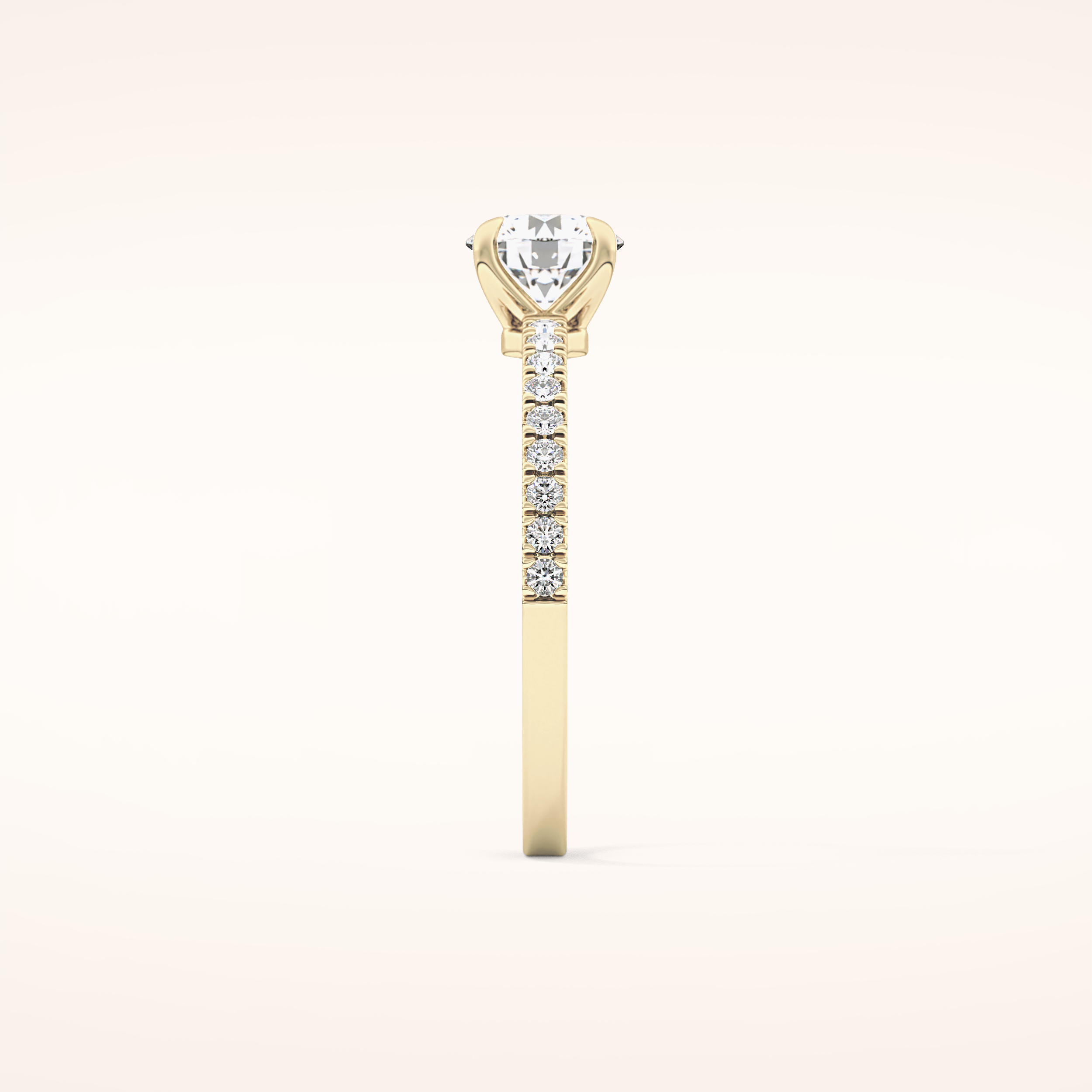 0.69 CT Round Shaped Pave Moissanite Engagement Ring