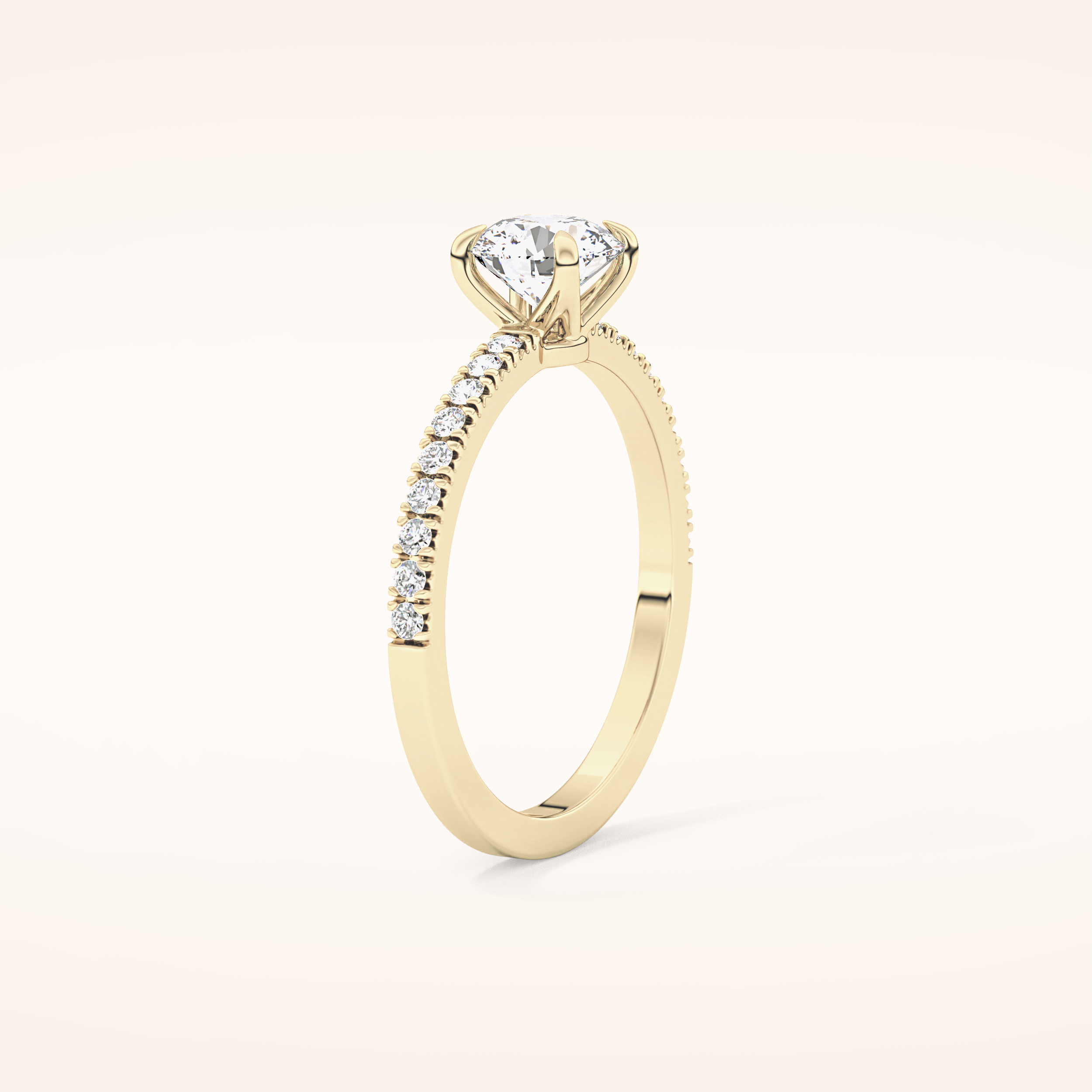 0.69 CT Round Shaped Pave Moissanite Engagement Ring