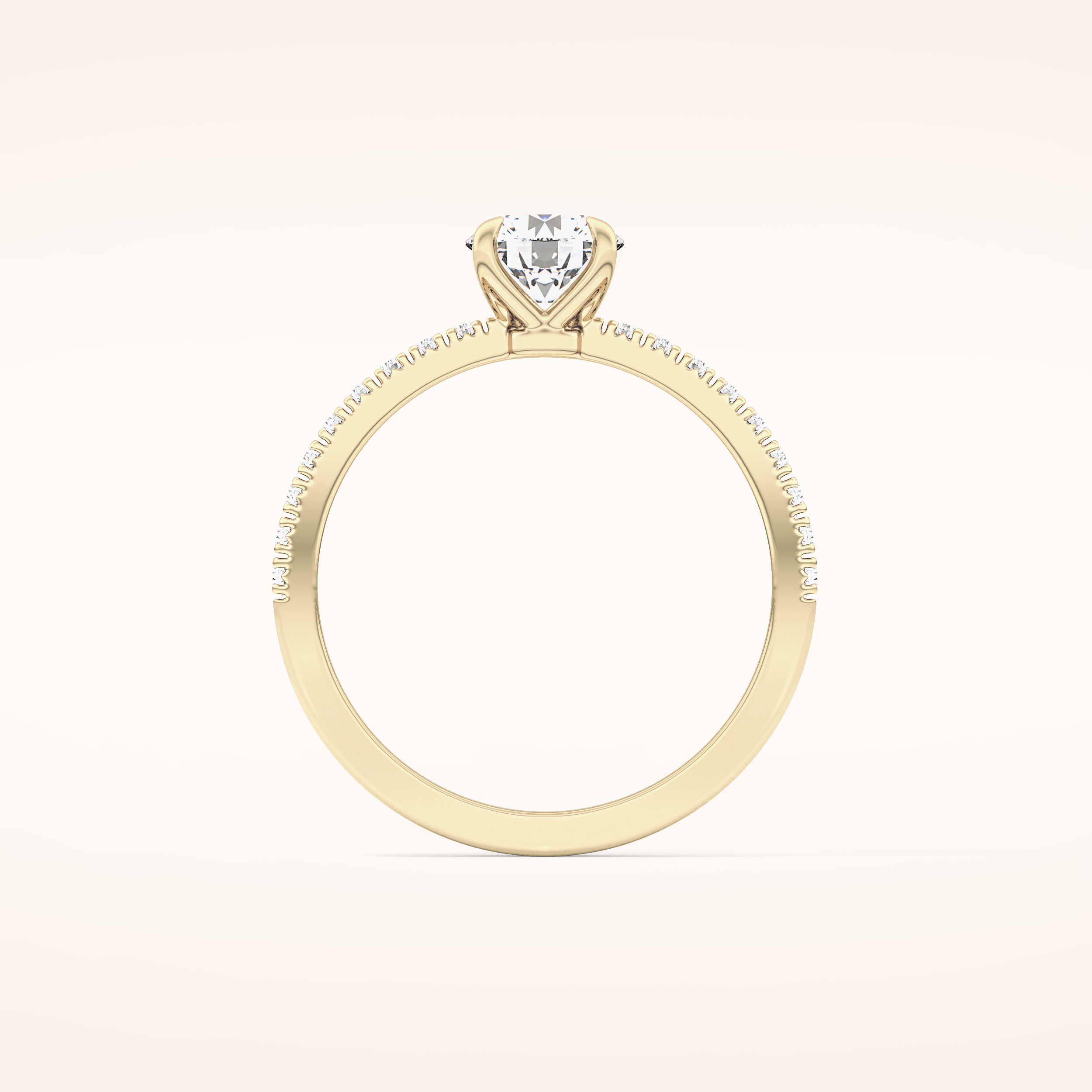 0.69 CT Round Shaped Pave Moissanite Engagement Ring