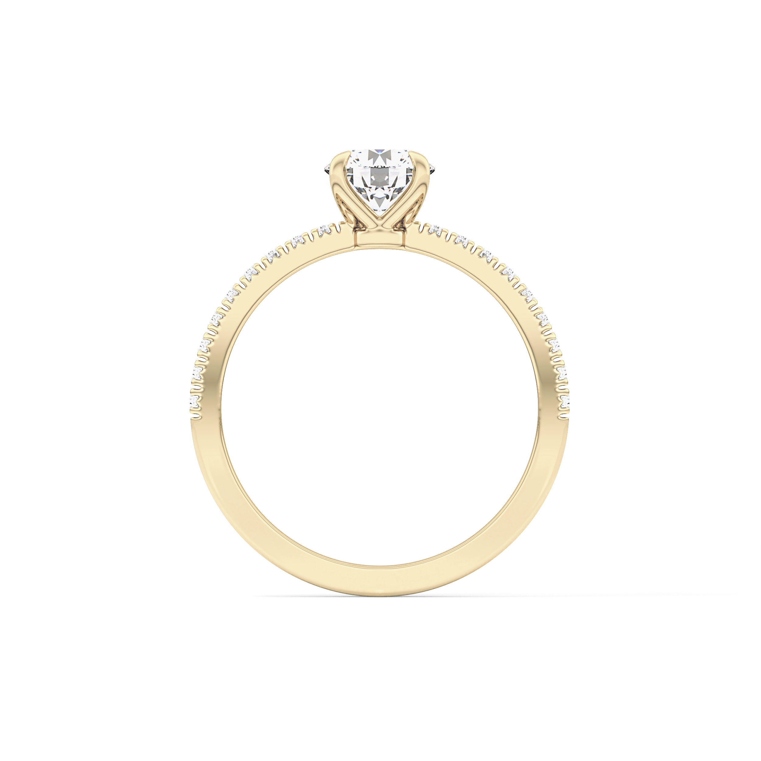 Round Pave Lab Grown Diamond Engagement Ring