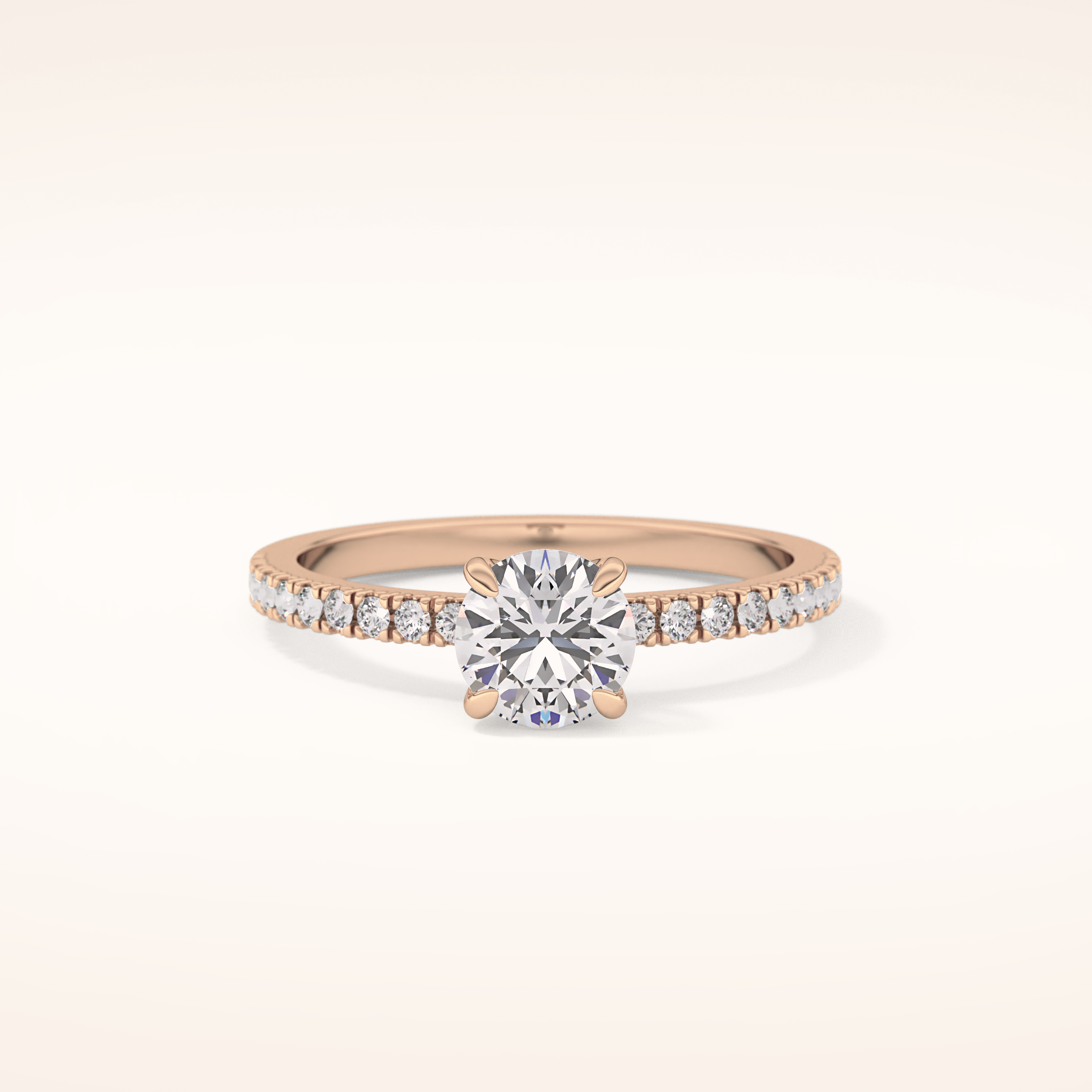 0.69 CT Round Shaped Pave Moissanite Engagement Ring