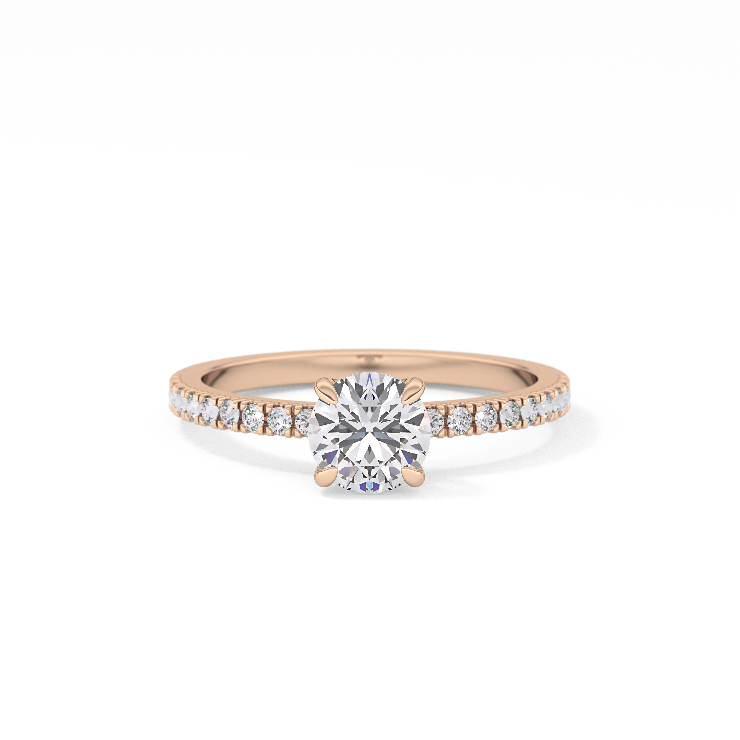 Round Pave Lab Grown Diamond Engagement Ring