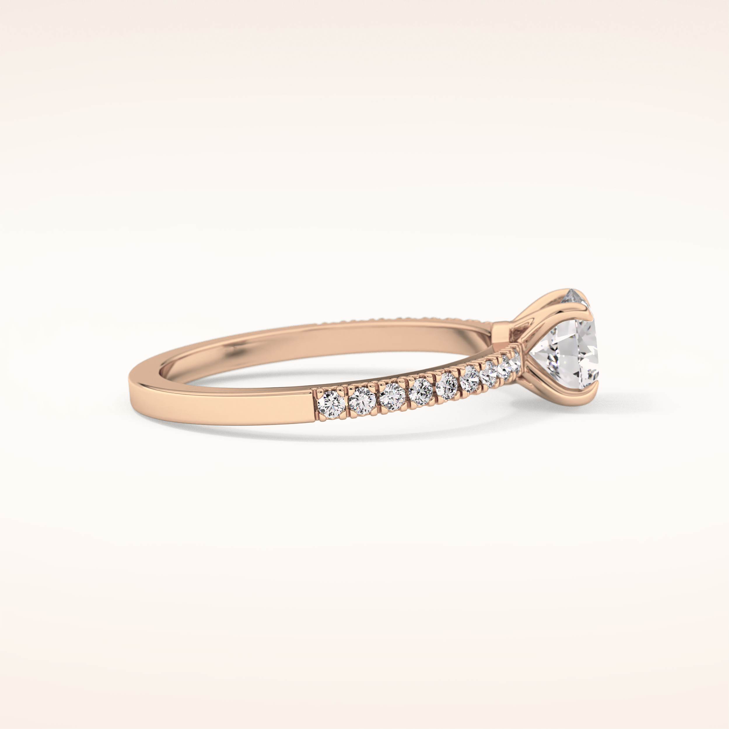 0.69 CT Round Shaped Pave Moissanite Engagement Ring