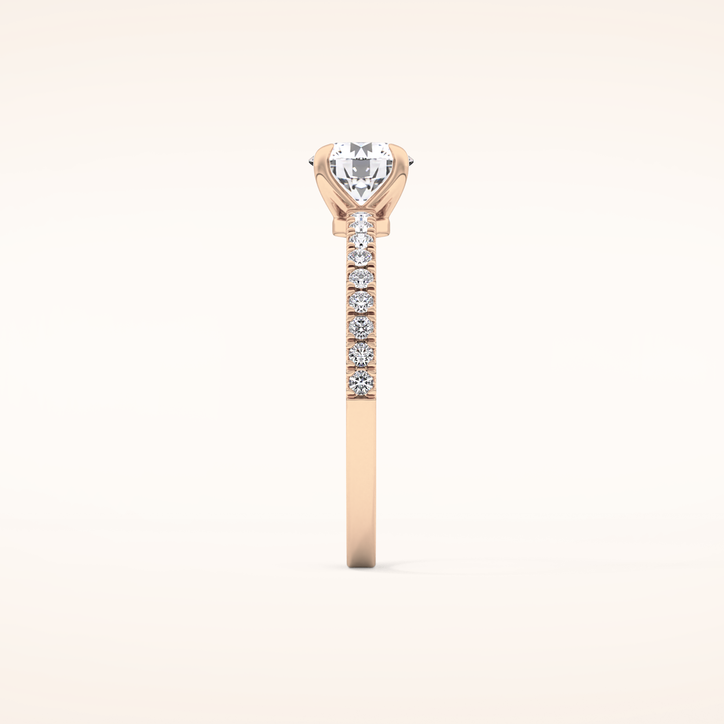 0.69 CT Round Shaped Pave Moissanite Engagement Ring