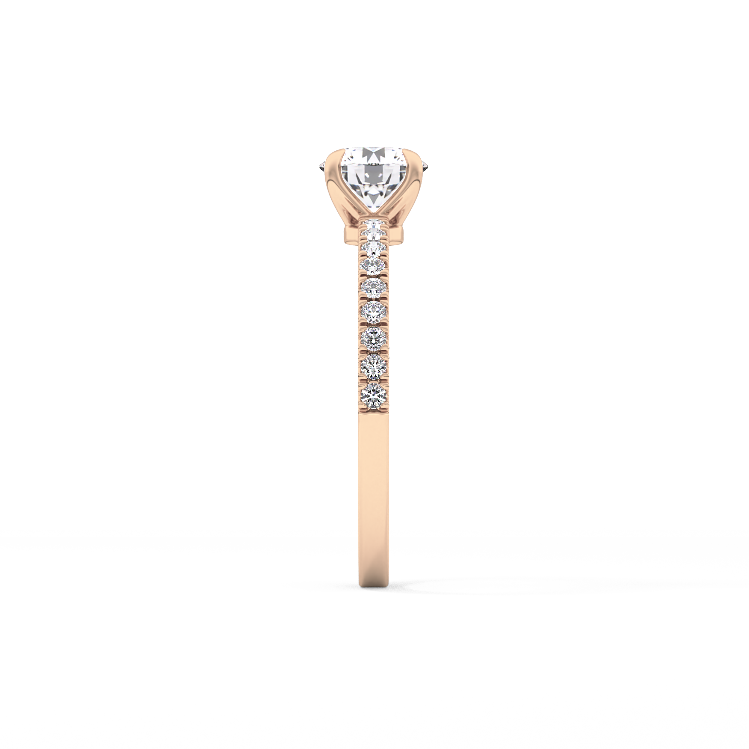 Round Pave Lab Grown Diamond Engagement Ring