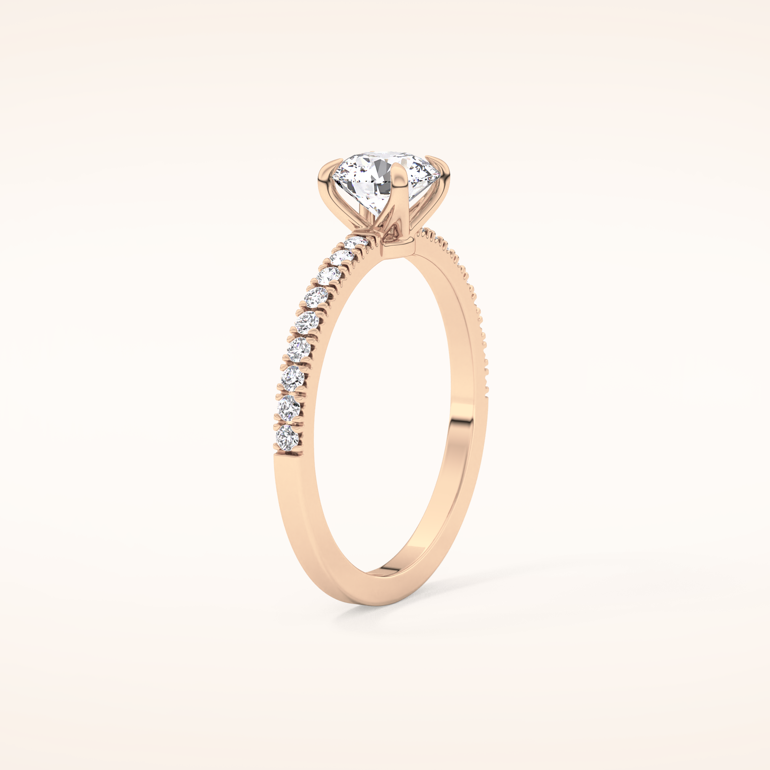 0.69 CT Round Shaped Pave Moissanite Engagement Ring