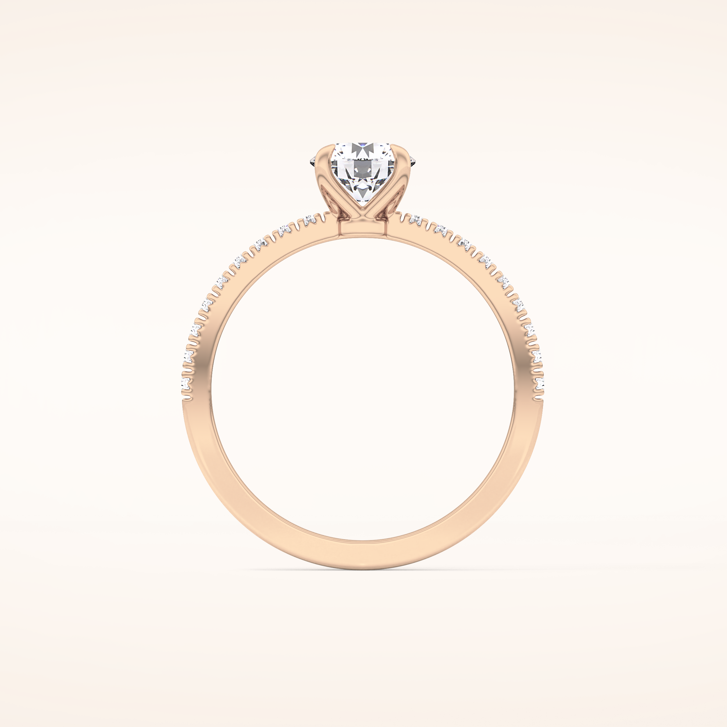 0.69 CT Round Shaped Pave Moissanite Engagement Ring