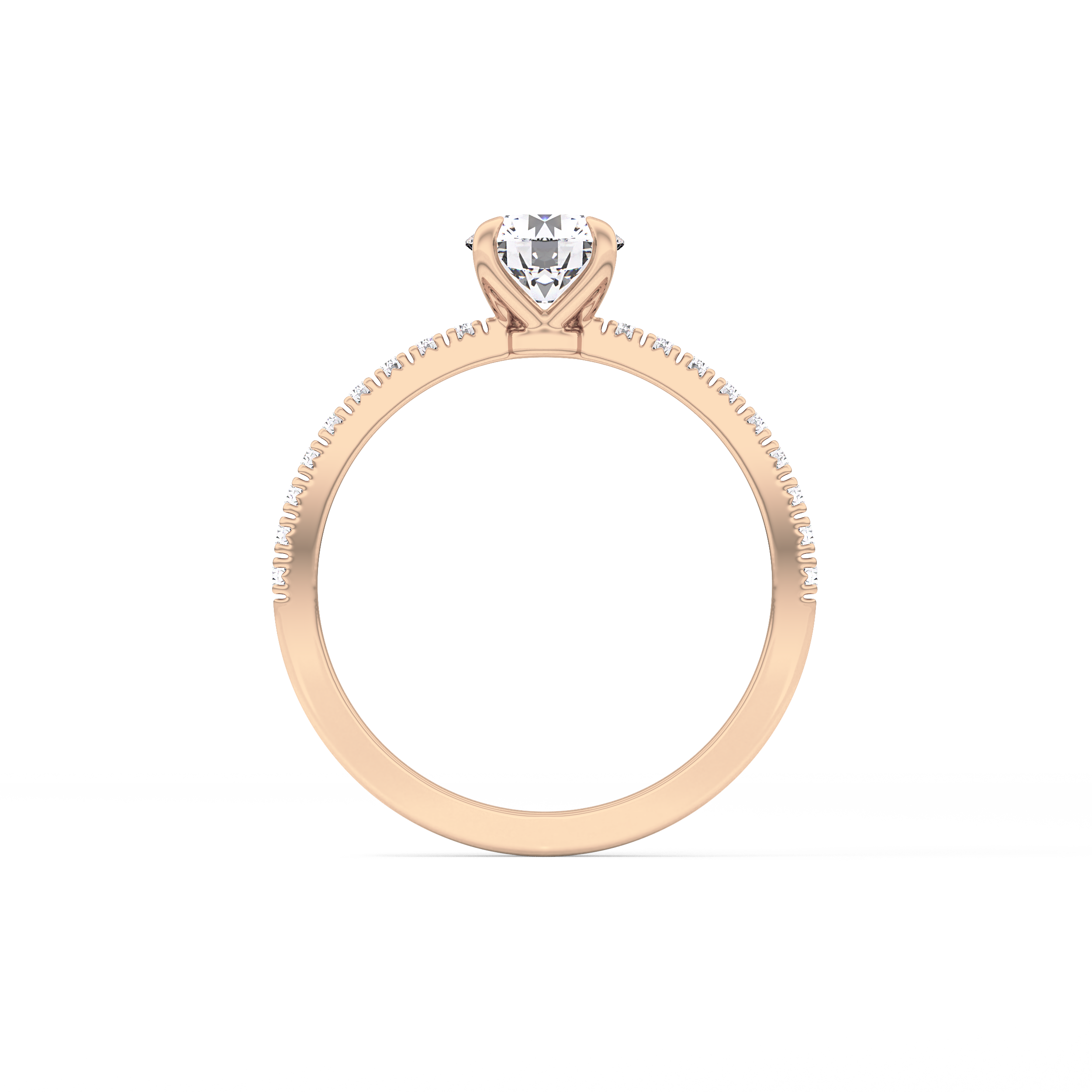 Round Pave Lab Grown Diamond Engagement Ring