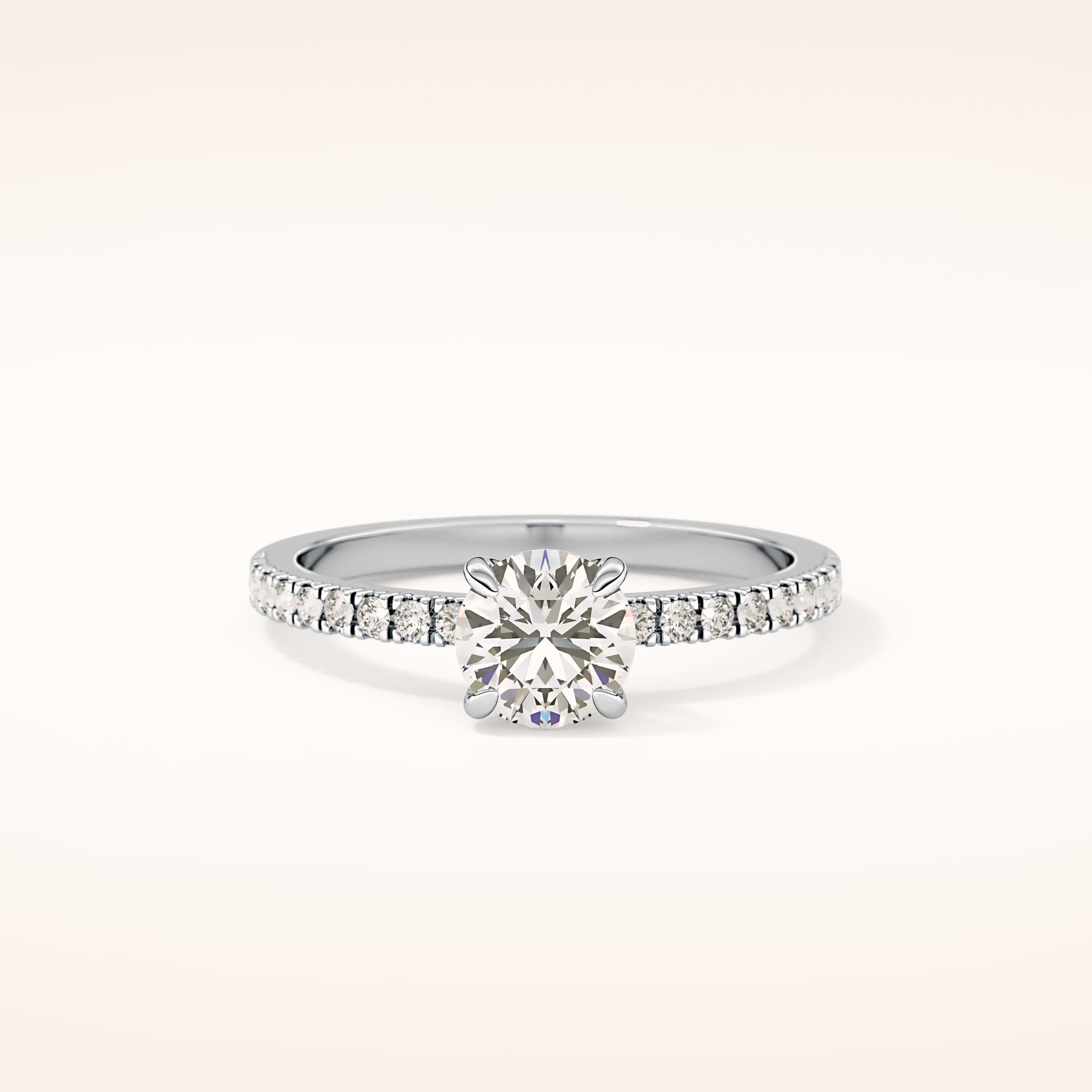0.69 CT Round Shaped Pave Moissanite Engagement Ring