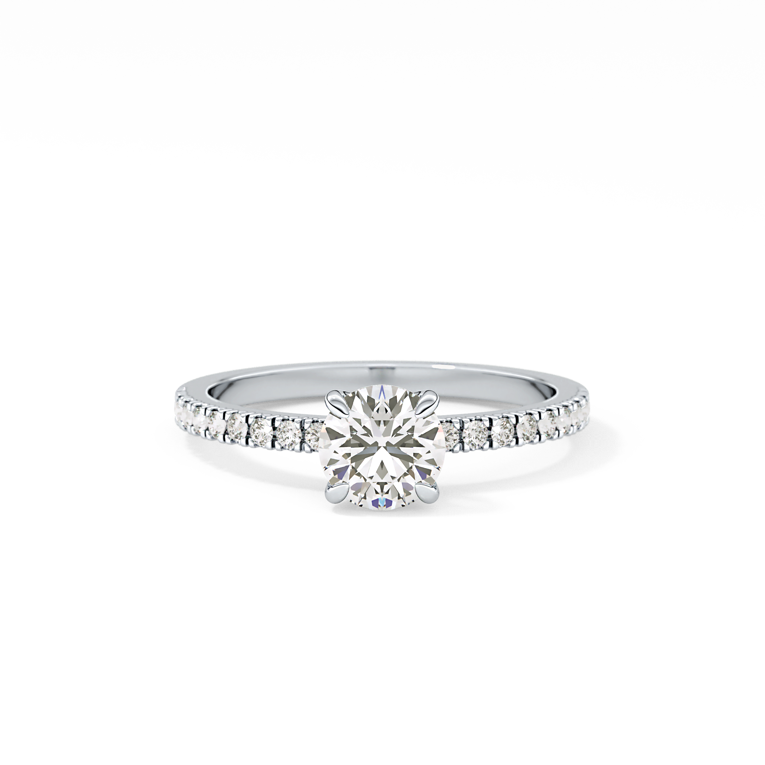 Round Pave Lab Grown Diamond Engagement Ring