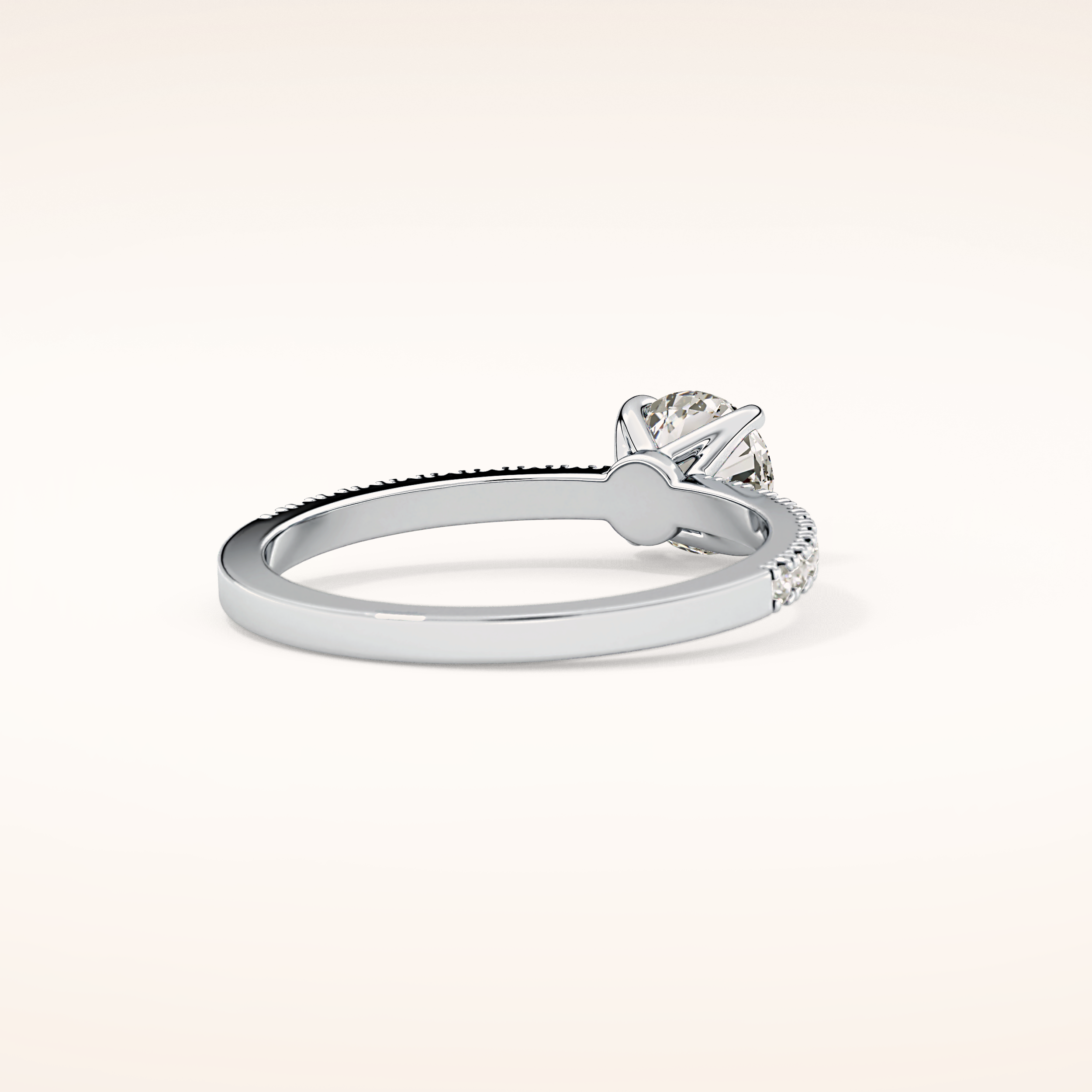 0.69 CT Round Shaped Pave Moissanite Engagement Ring