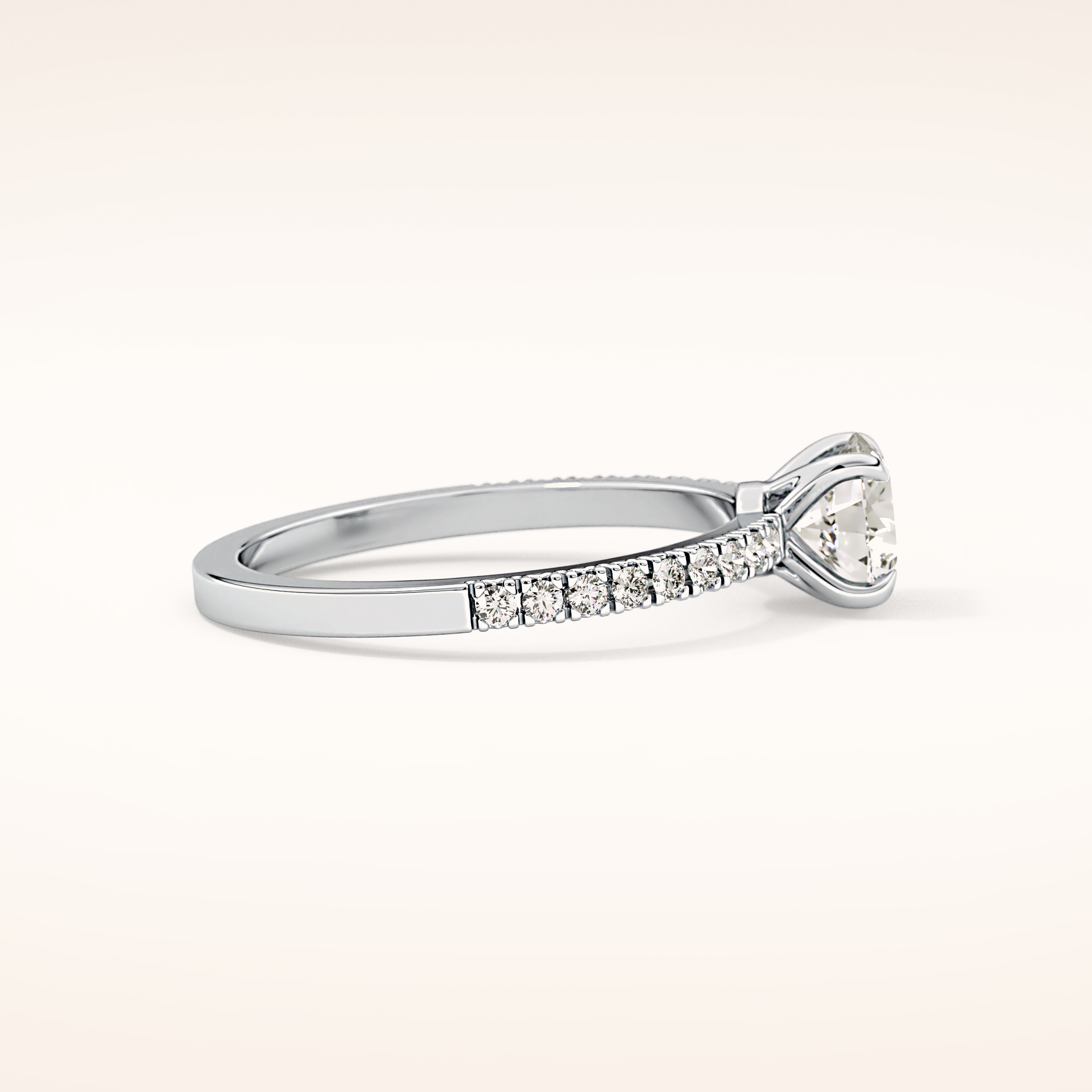 0.69 CT Round Shaped Pave Moissanite Engagement Ring