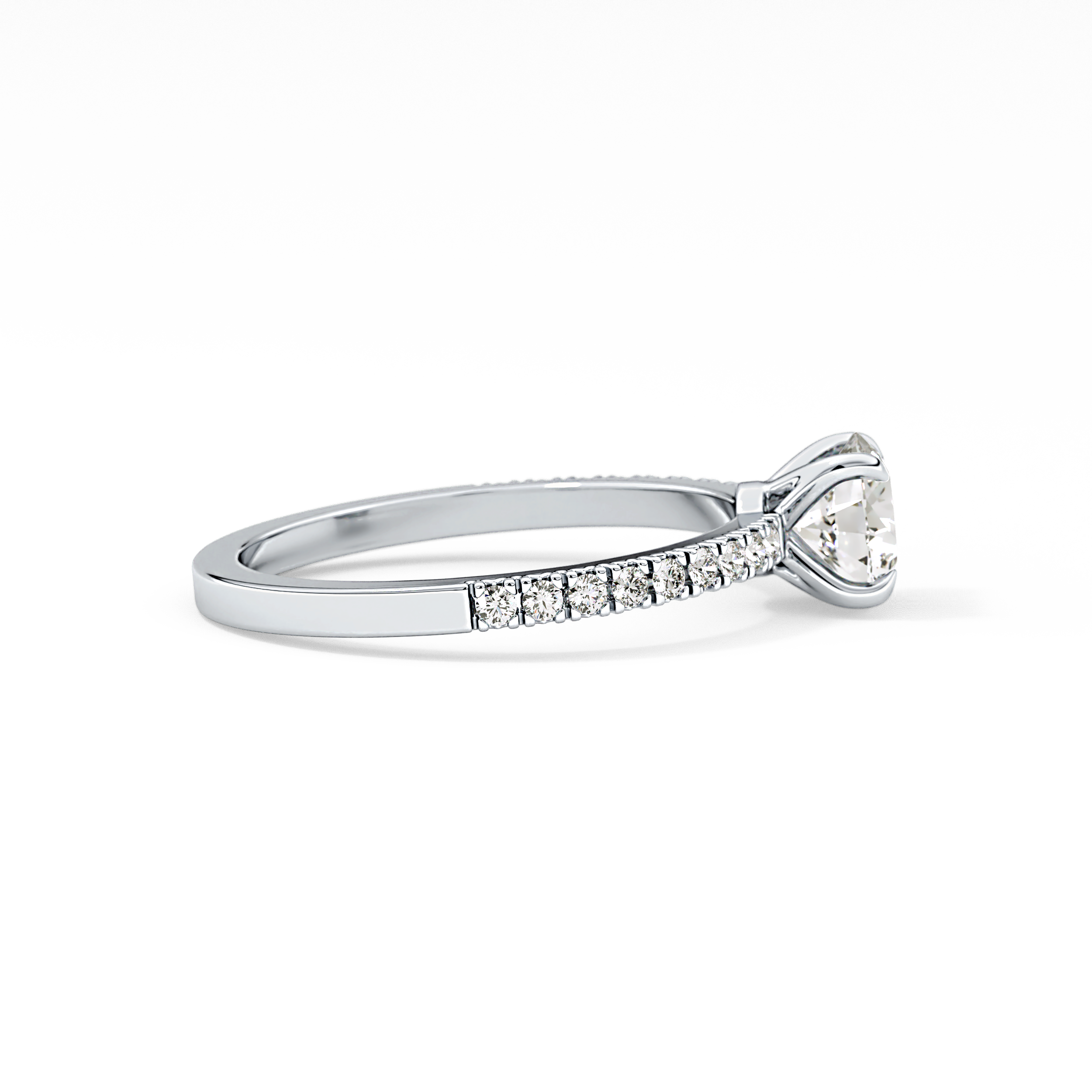 Round Pave Lab Grown Diamond Engagement Ring