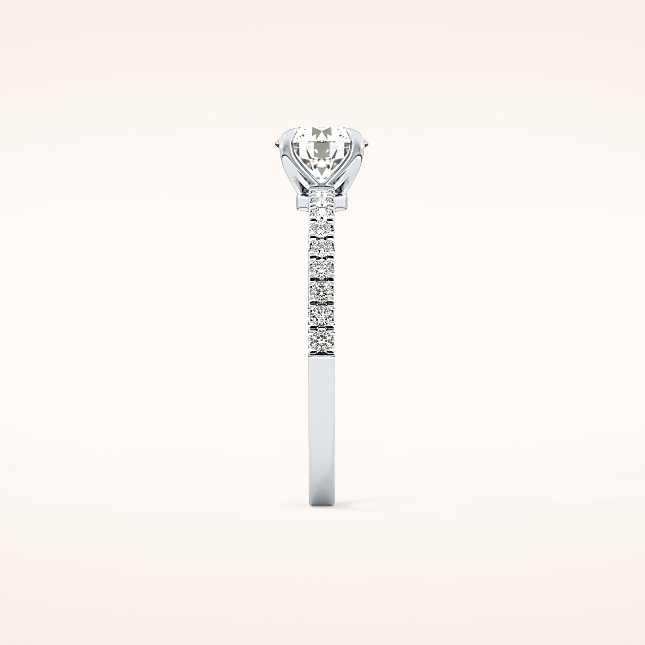 0.69 CT Round Shaped Pave Moissanite Engagement Ring