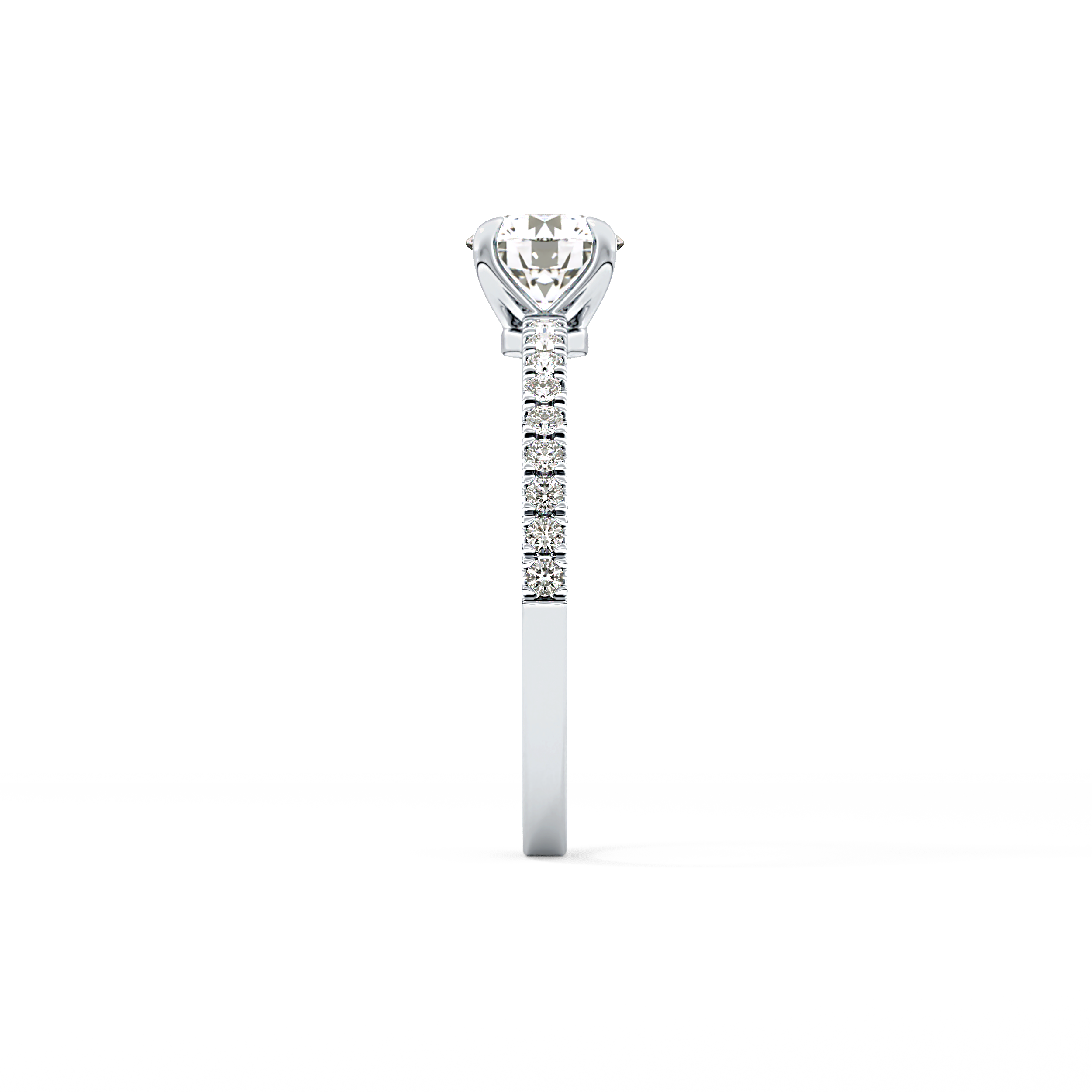 Round Pave Lab Grown Diamond Engagement Ring