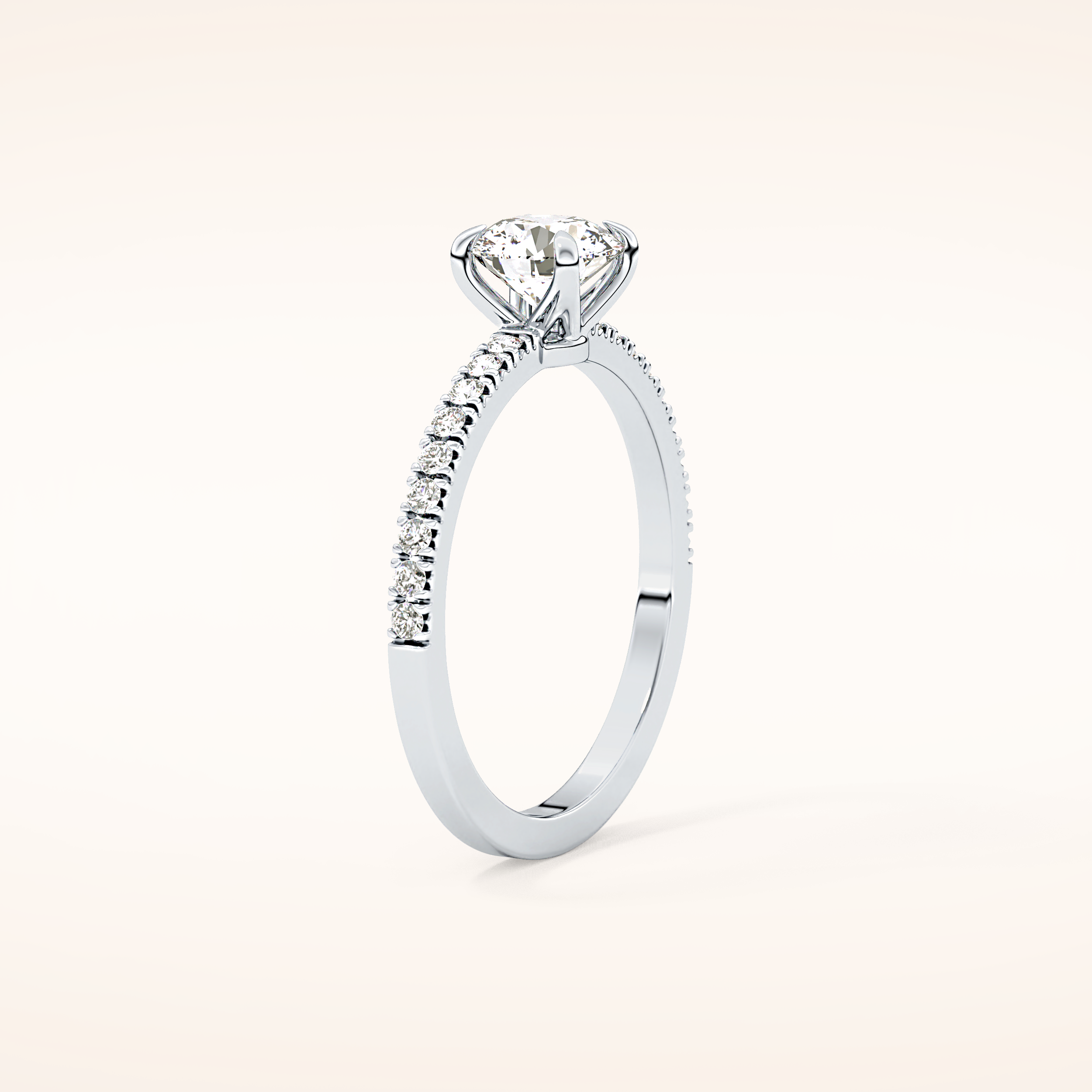 0.69 CT Round Shaped Pave Moissanite Engagement Ring