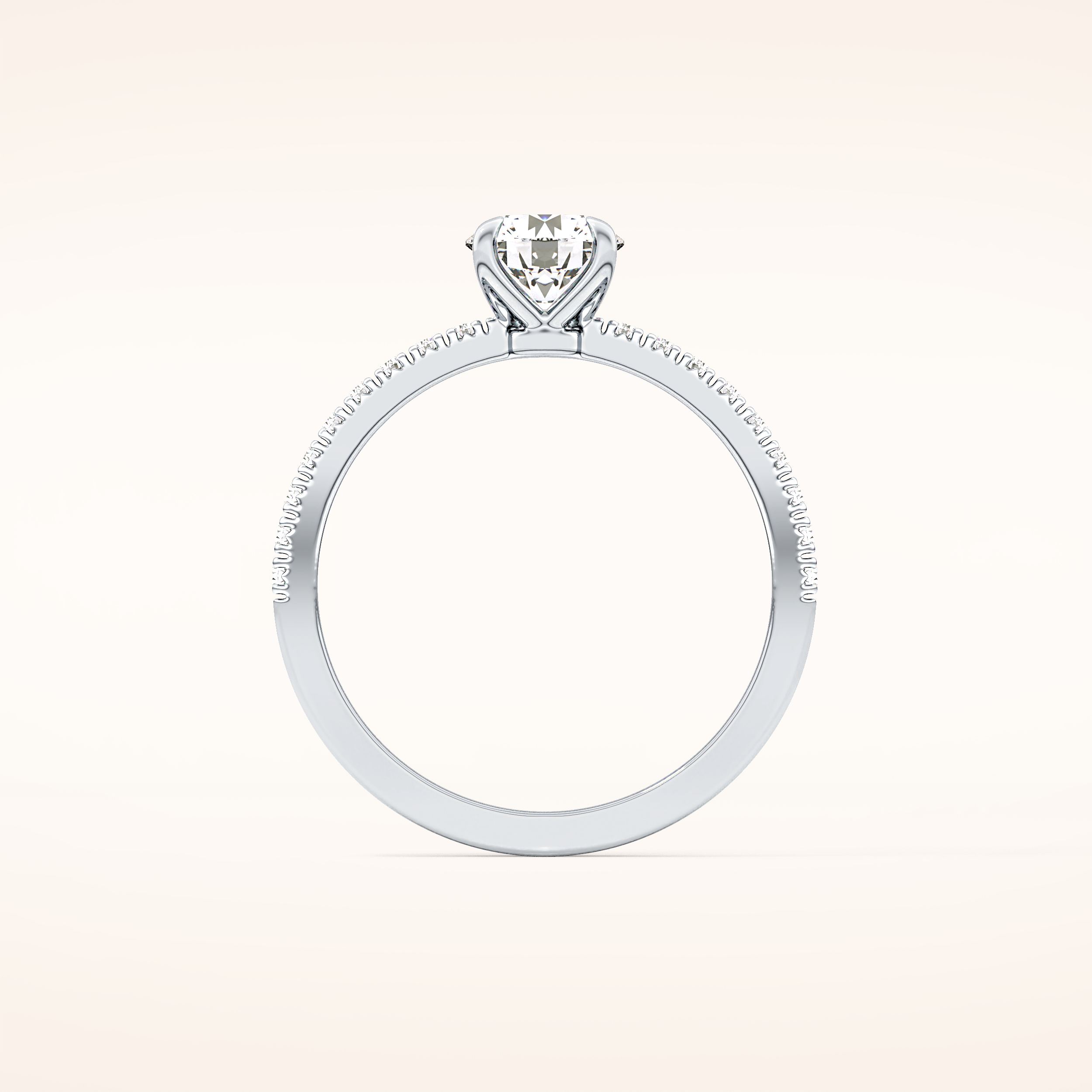 0.69 CT Round Shaped Pave Moissanite Engagement Ring