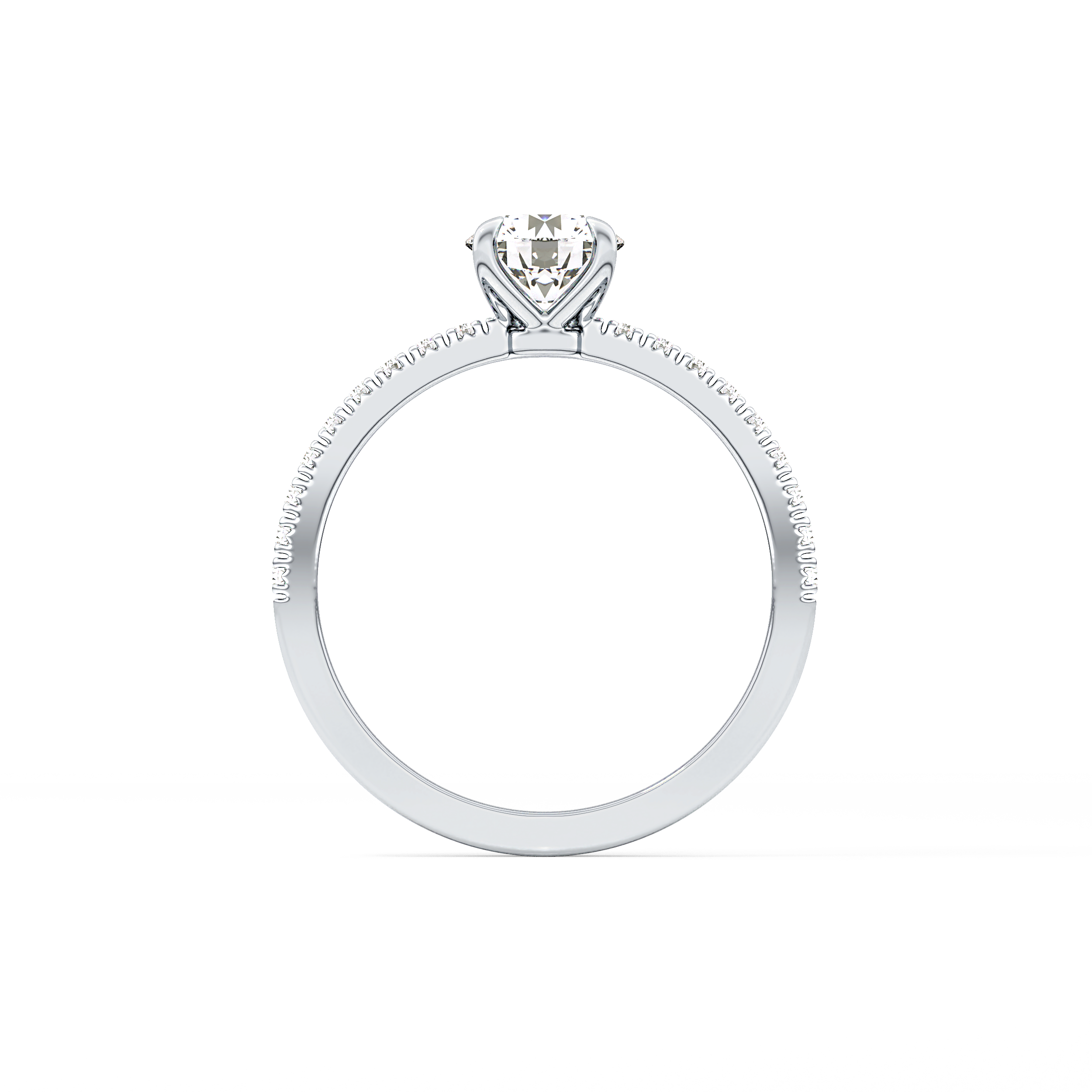 Round Pave Lab Grown Diamond Engagement Ring