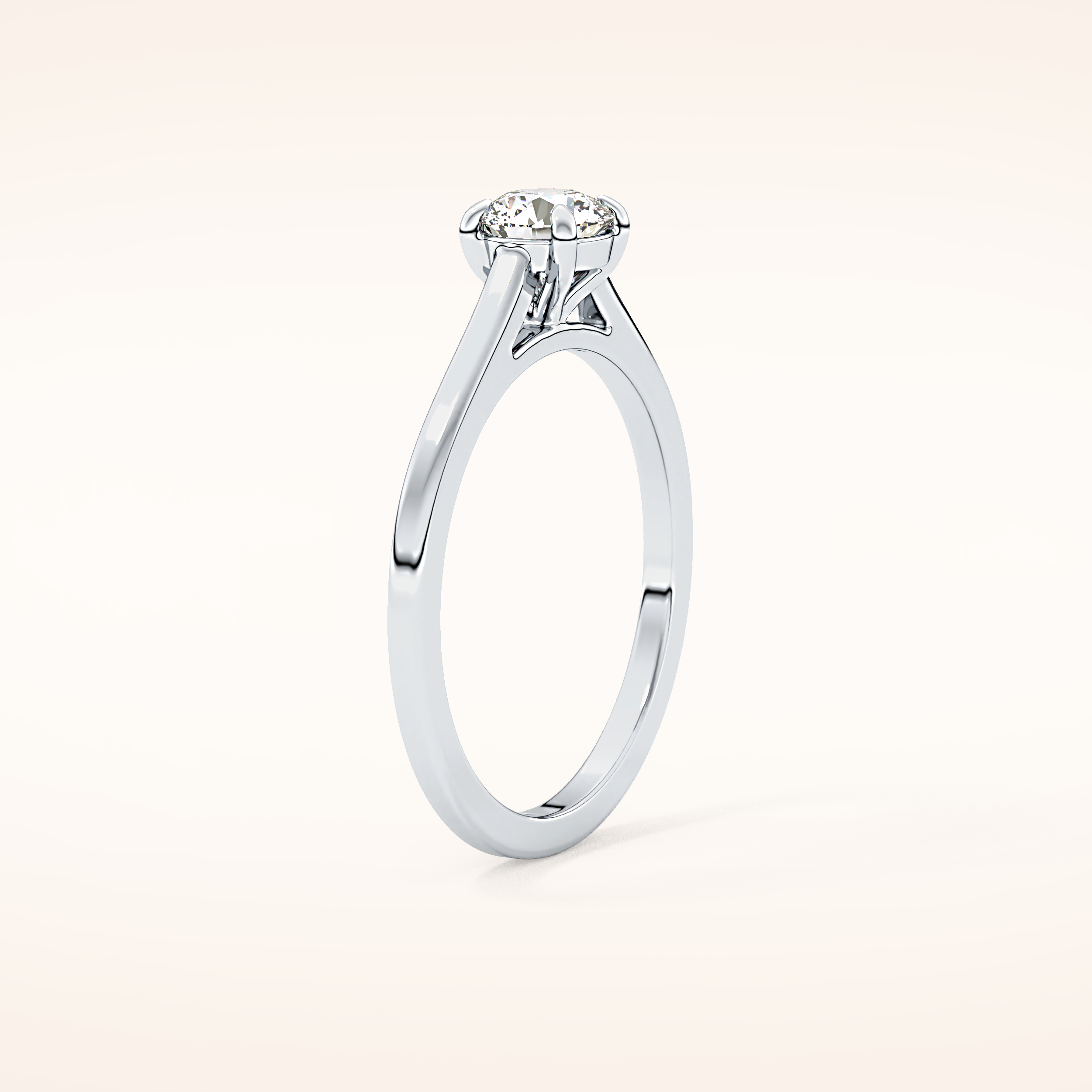 0.47 CT Round Shaped Solitaire Moissanite Engagement Ring