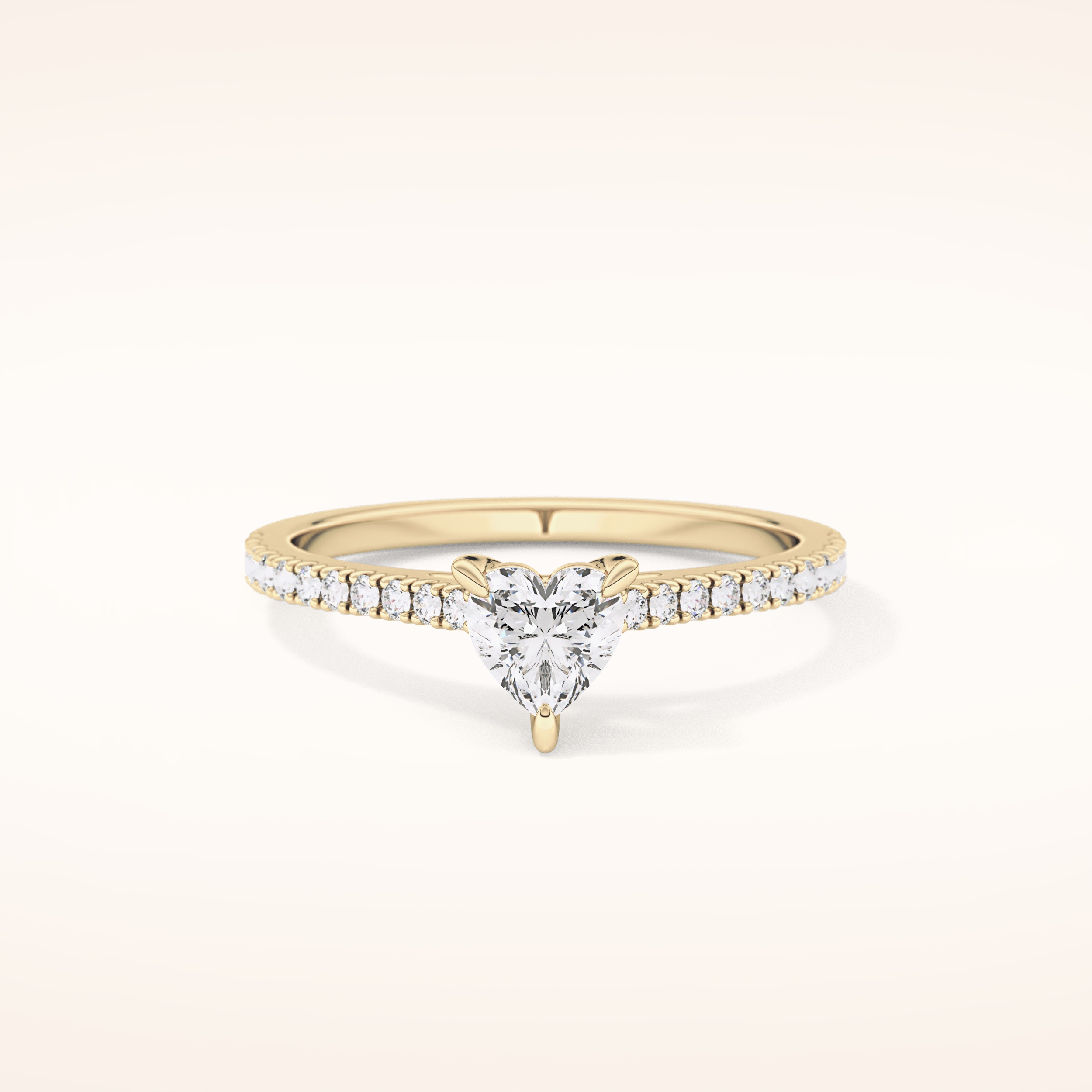 0.44 CT Heart Shaped Pave Moissanite Engagement Ring